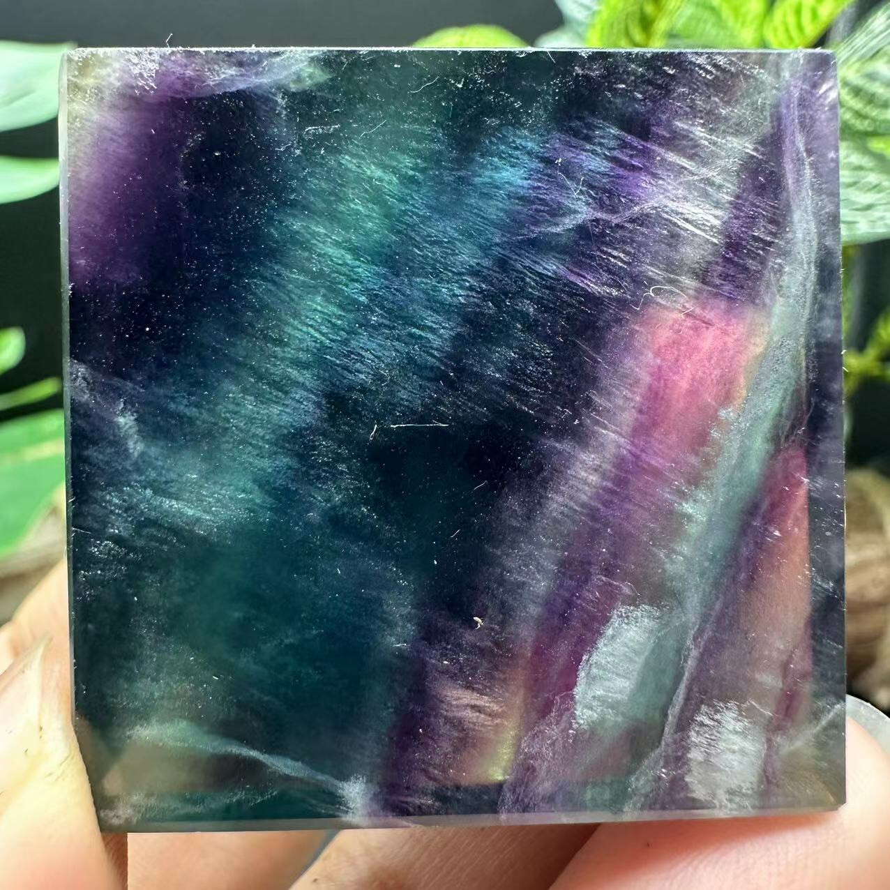 40mm Natural Colorful fluorite pyramid crystal chakras quartz tower healing.1pc