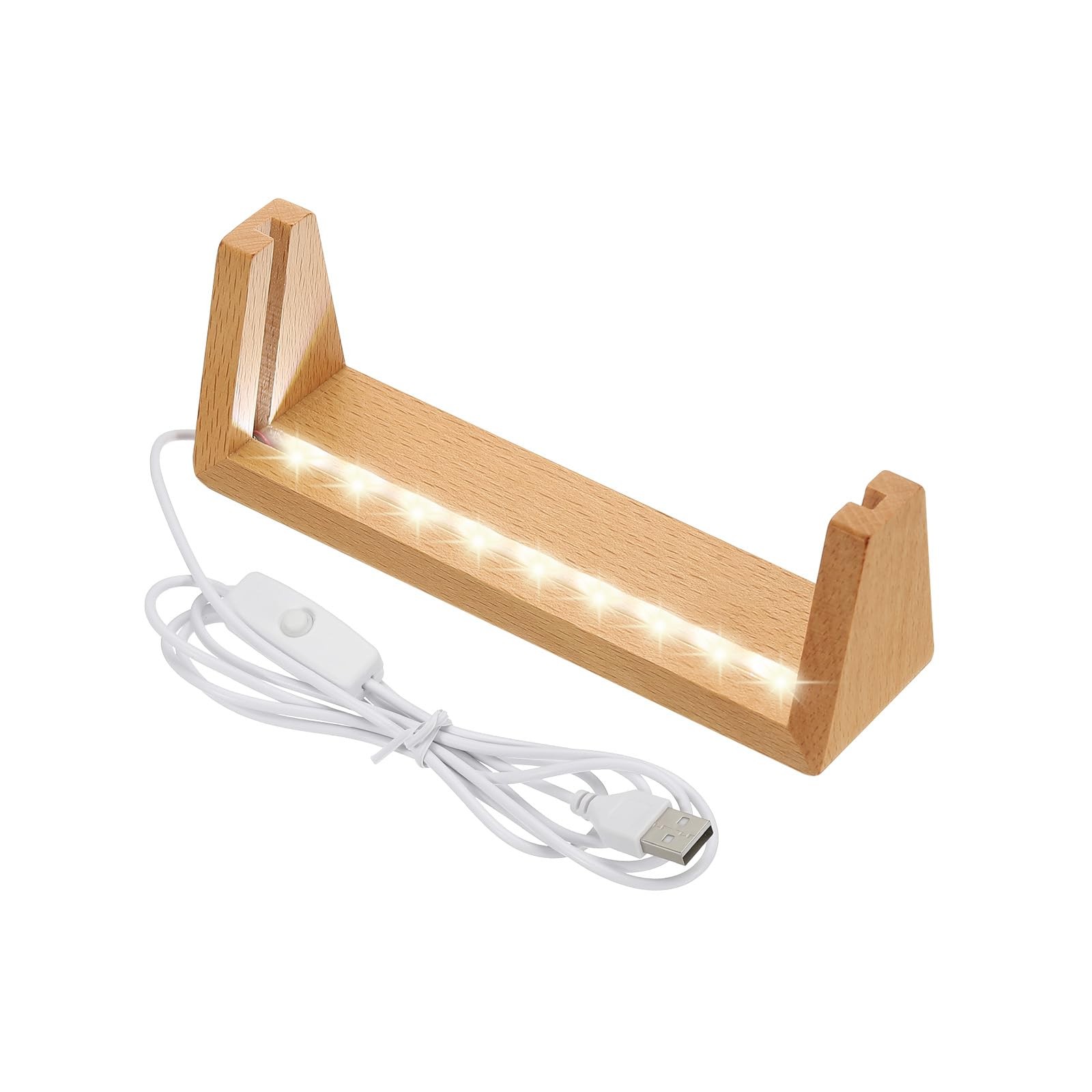 6 Inch Wooden LED Light Base, Beech Wood Light Display Stand Table Lighted La…