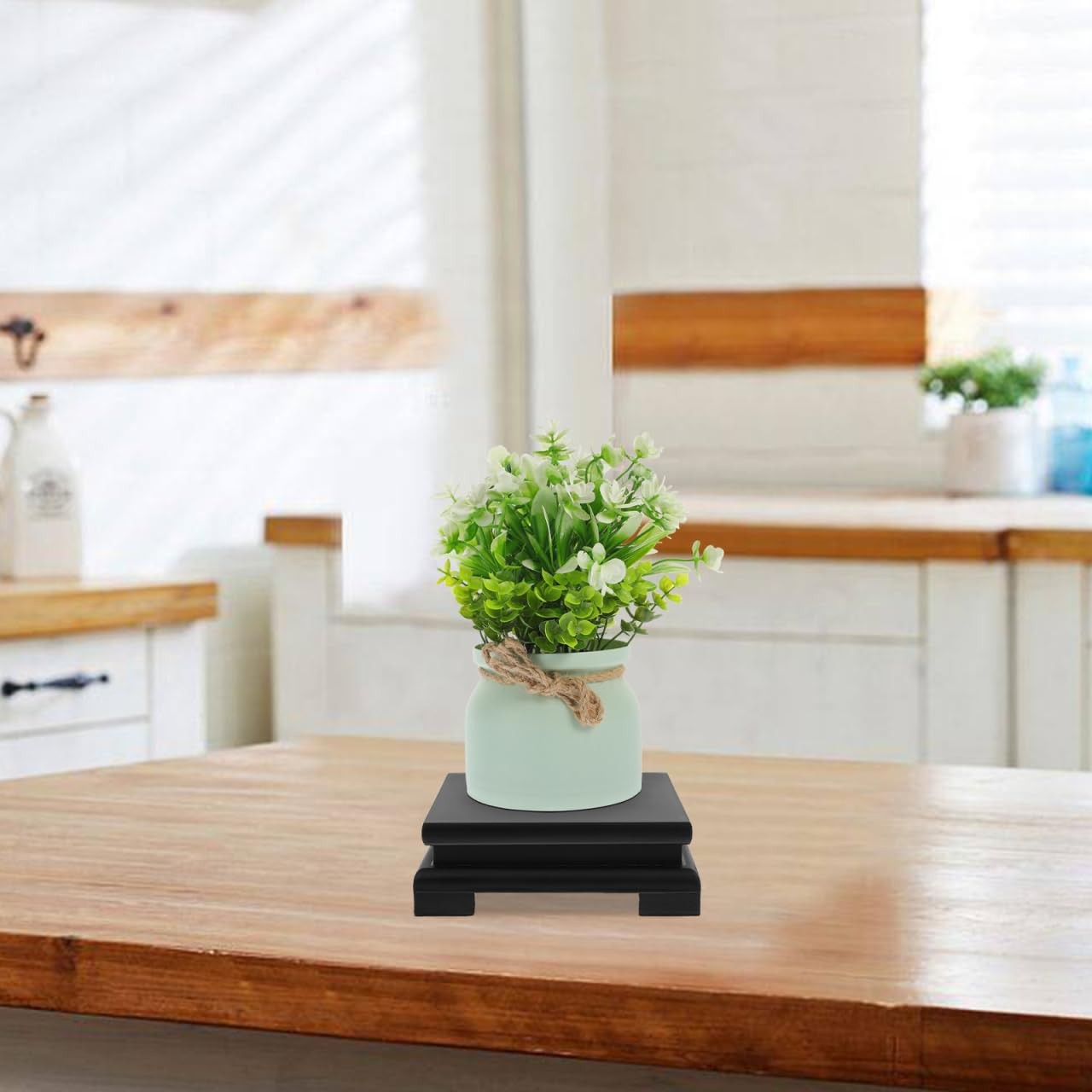 5.90×5.90×3.77 Inch Square Wood Display Base Stand Pedestal For Plant Pot