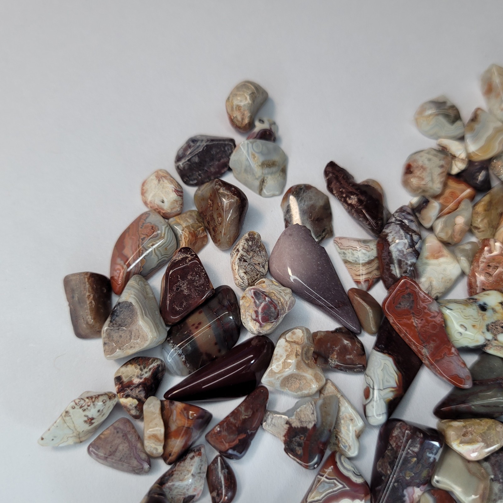Mexican Crazy Lace Agate Stone Tumbles in Vintage 4 oz Apothecary Glass Jar