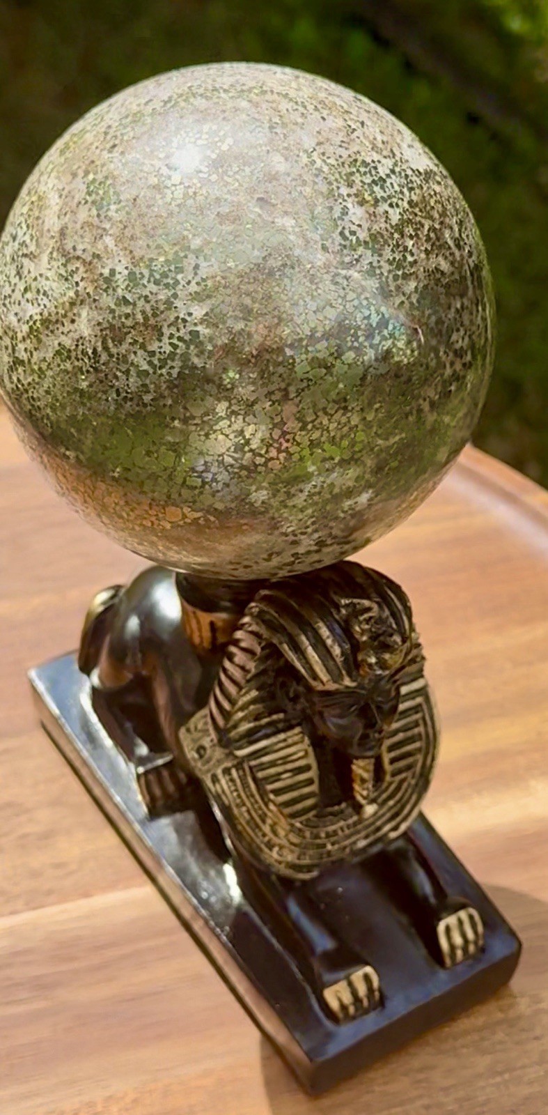 3 Lb. 14oz. Pyrite And Quartz Sphere (97mm) On Egyptian Stand