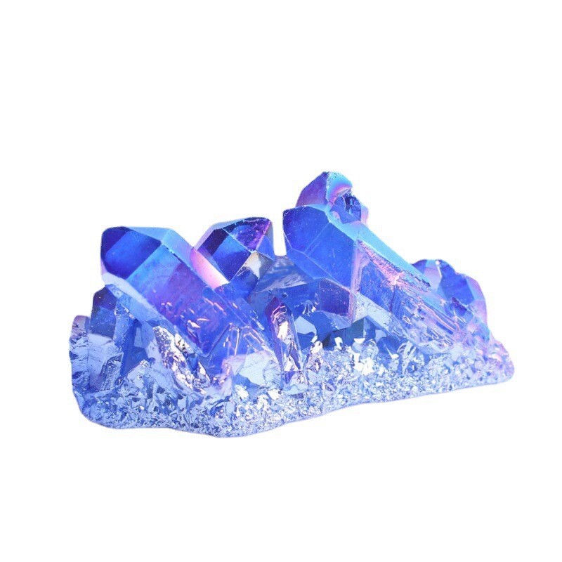 50g Natural Aura Blue Titanium Ore Stone Quartz Crystal Cluster Energy Specimen