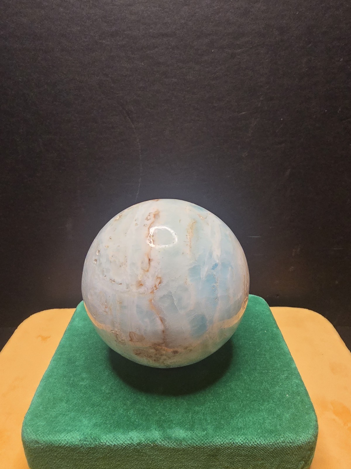 Massive 994g Caribbean Calcite & Blue Aragonite Polished Crystal Sphere Specimen
