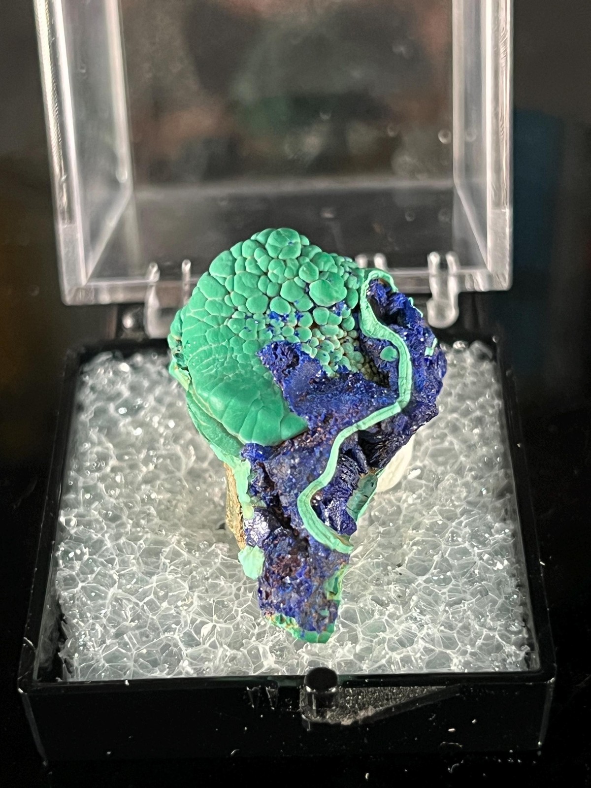 Malachite with Azurite thumbnail mineral specimen from Morenci, Arizona