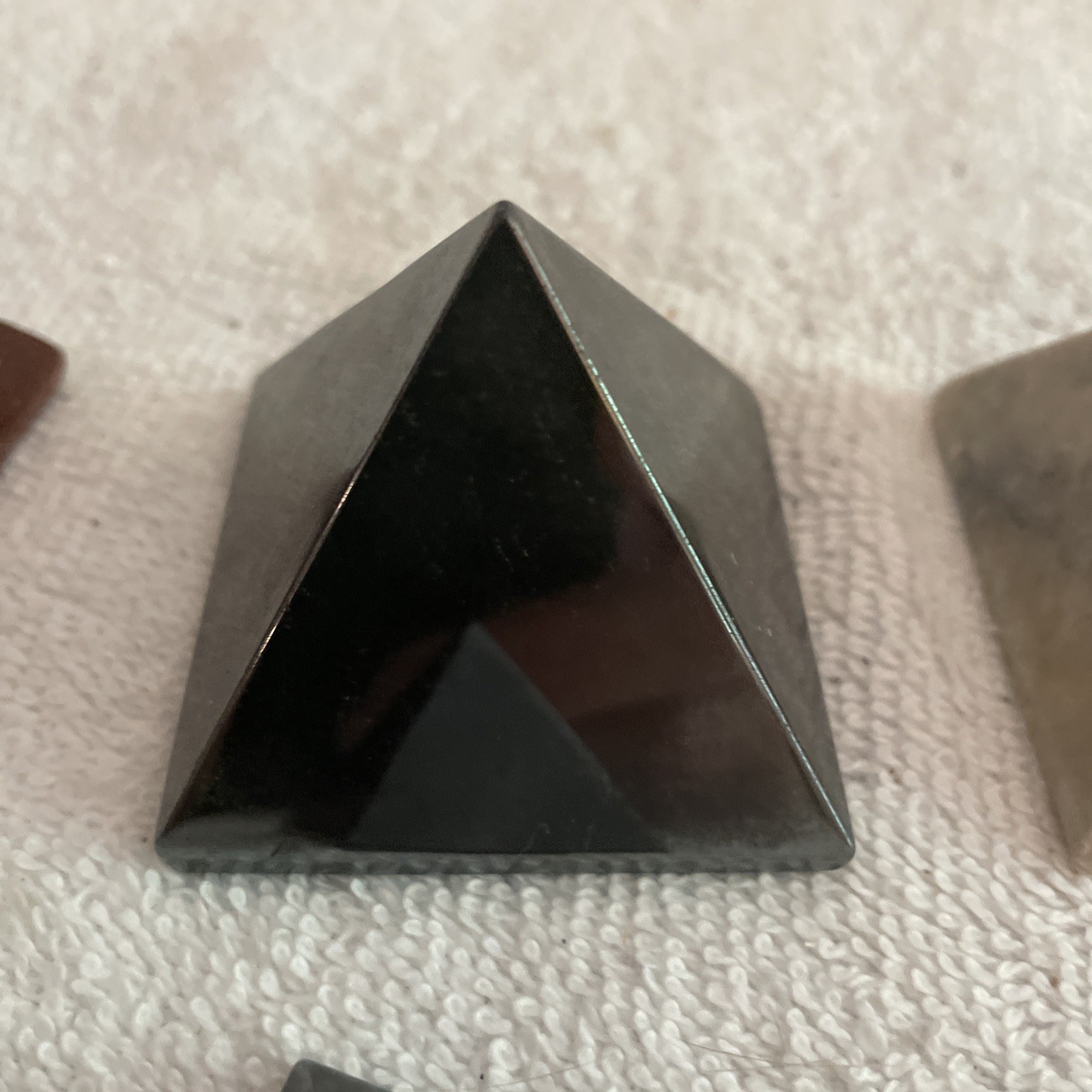 Polished Lot Of 5 Stone Pyramid Paperweight Egyptian Egypt mystic library travel