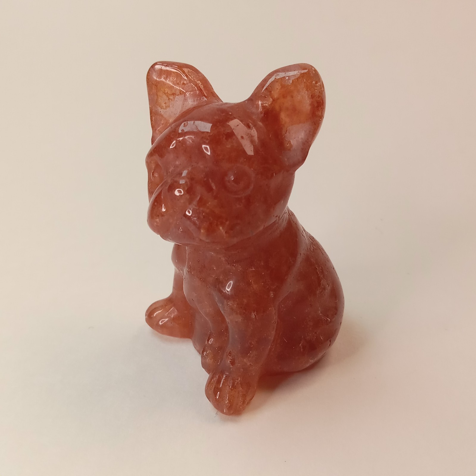 French Bulldog Carving in Golden Healer Quartz 54g Crystal Figurine I8