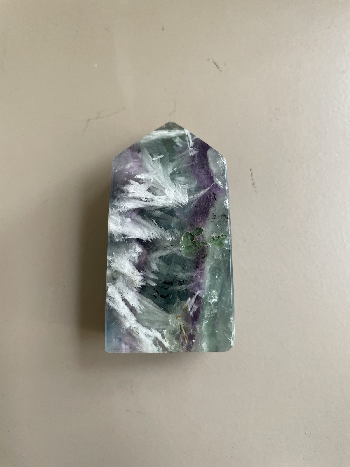 Feather Fluorite Crystal/Gemstone Mini Point/Tower 77G 2″ x 1 1/4″