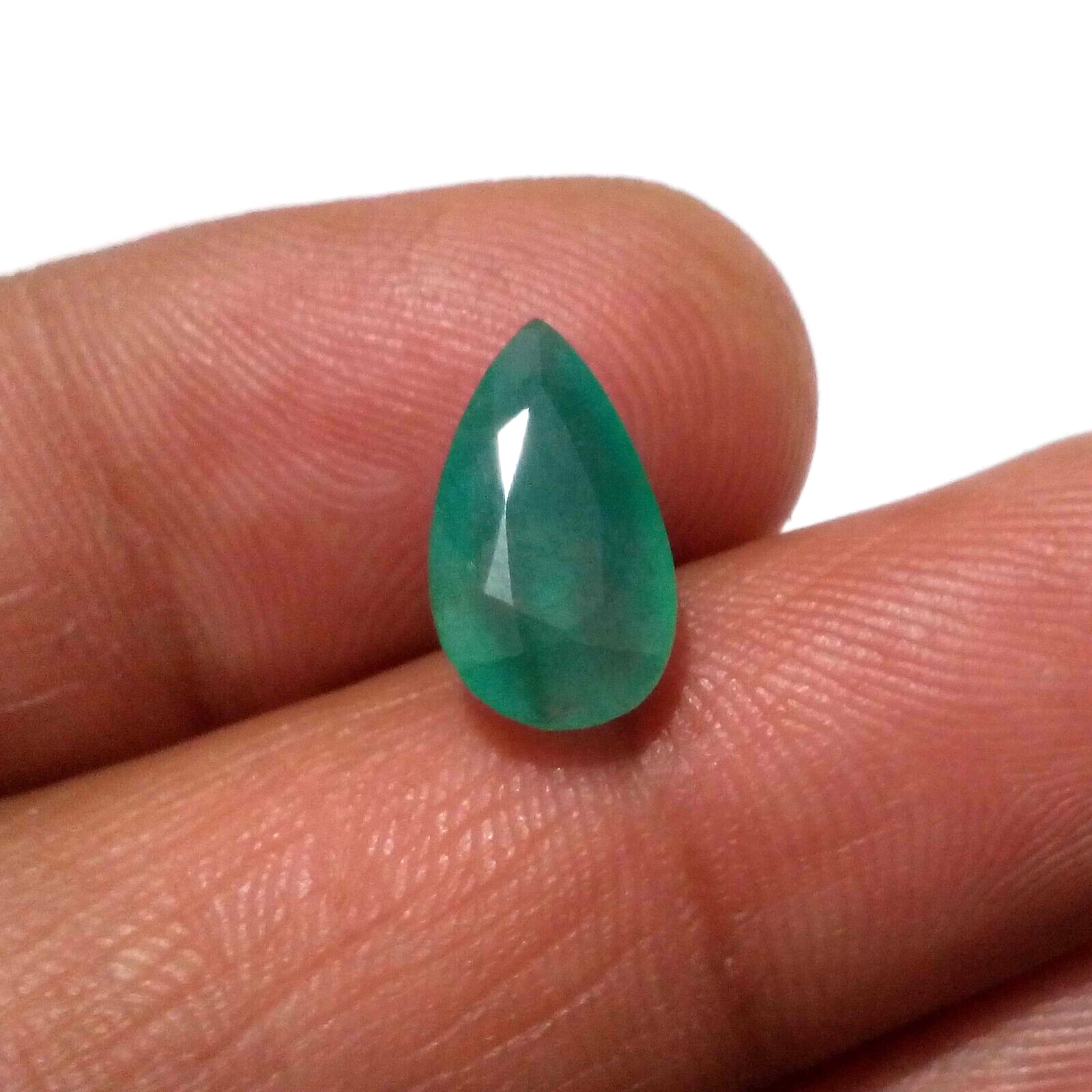 Top Quality AA+ Green Zambian Emerald Faceted 3.45 Crt Pear Shape Loose Gemstone