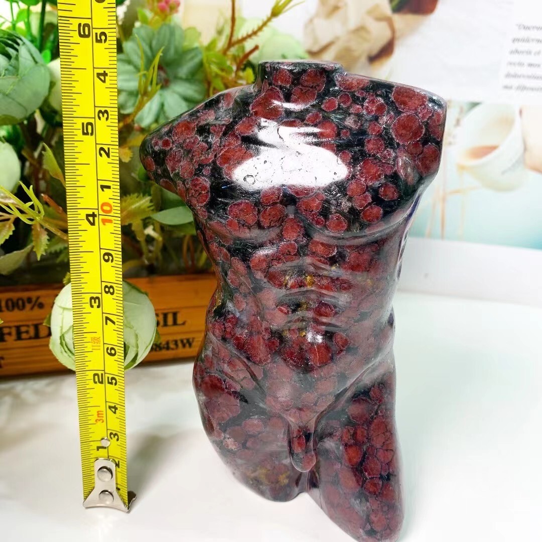 1pc Natural crystal man body garnet model carving Healing Home decoration