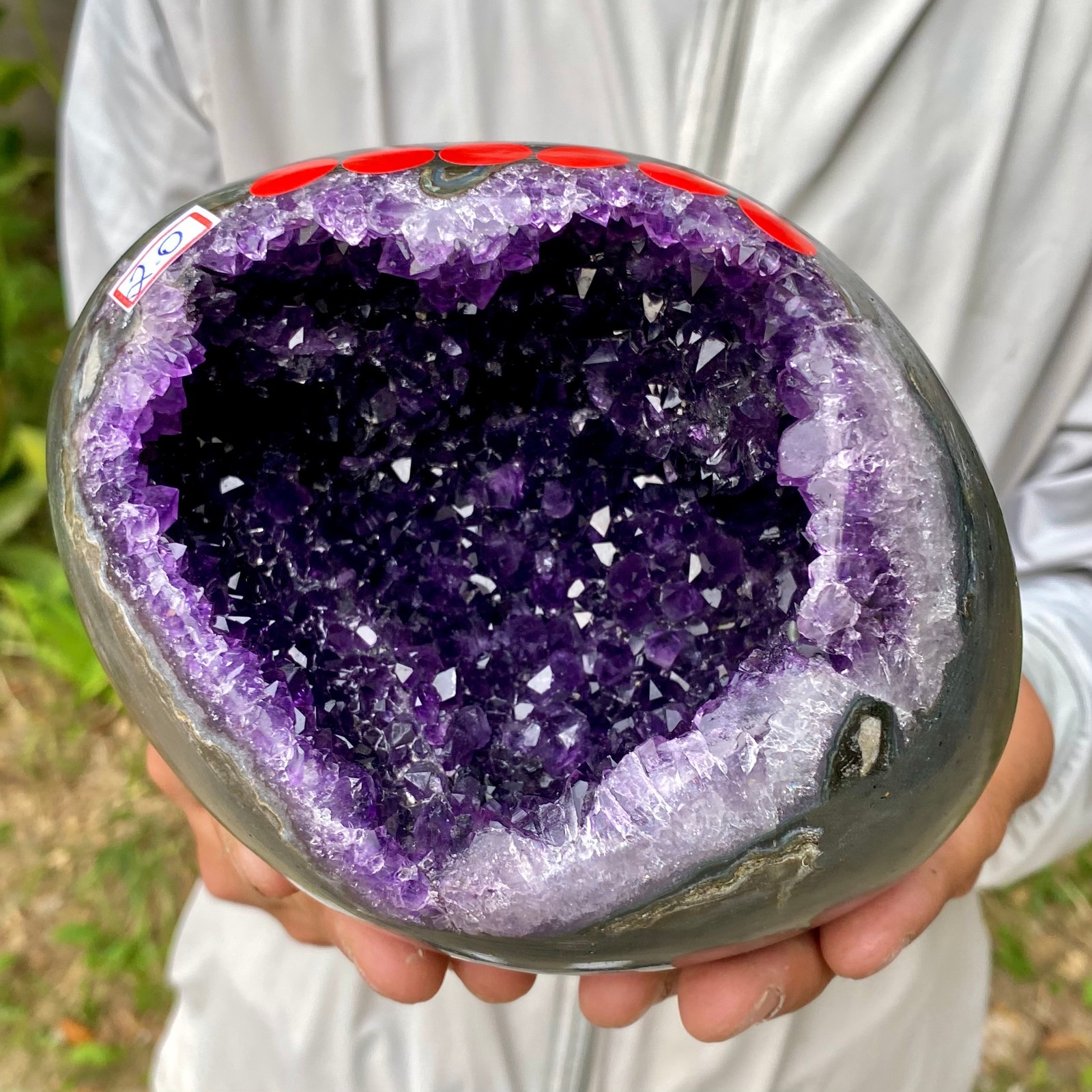 4.38LB Natural amethyst Dinosaur egg Quartz Crystal specimen healing