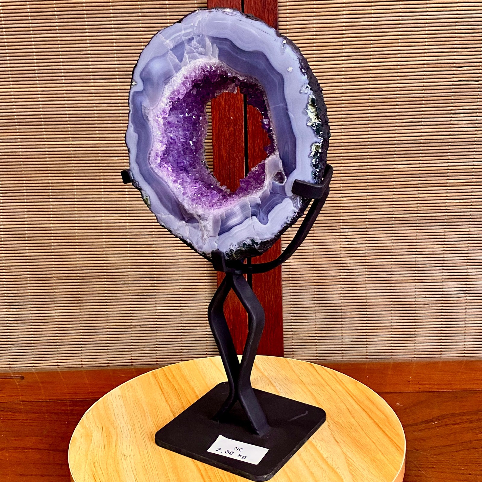 4.4LB Natural Amethyst Cave Crystal Slice Crescent shaped Hand Cut Repai