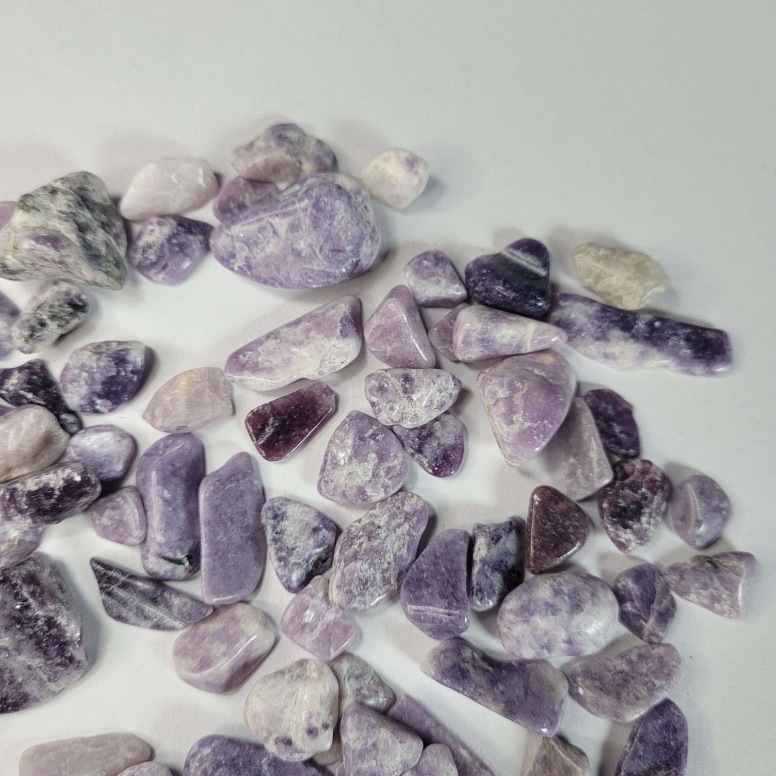 Lepidolite Stone Tumbles in Vintage 4 oz Apothecary Glass Jar Purple Crystal