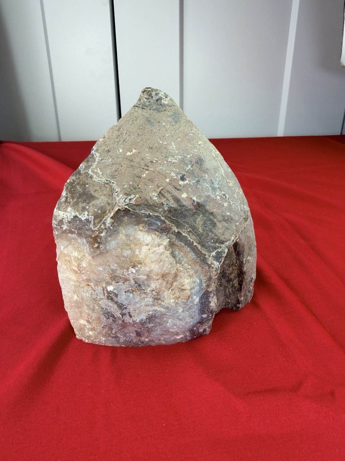 Natural Brazilian Agate Geode Bookend Polished Crystal Quartz Specimen 5.25”