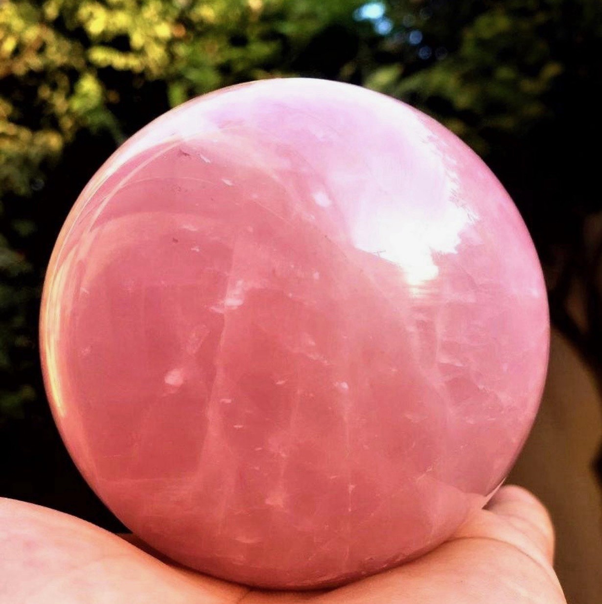 Large 3.15” Beautiful Pink Rose Quartz Sphere Crystal Ball – comes with stand