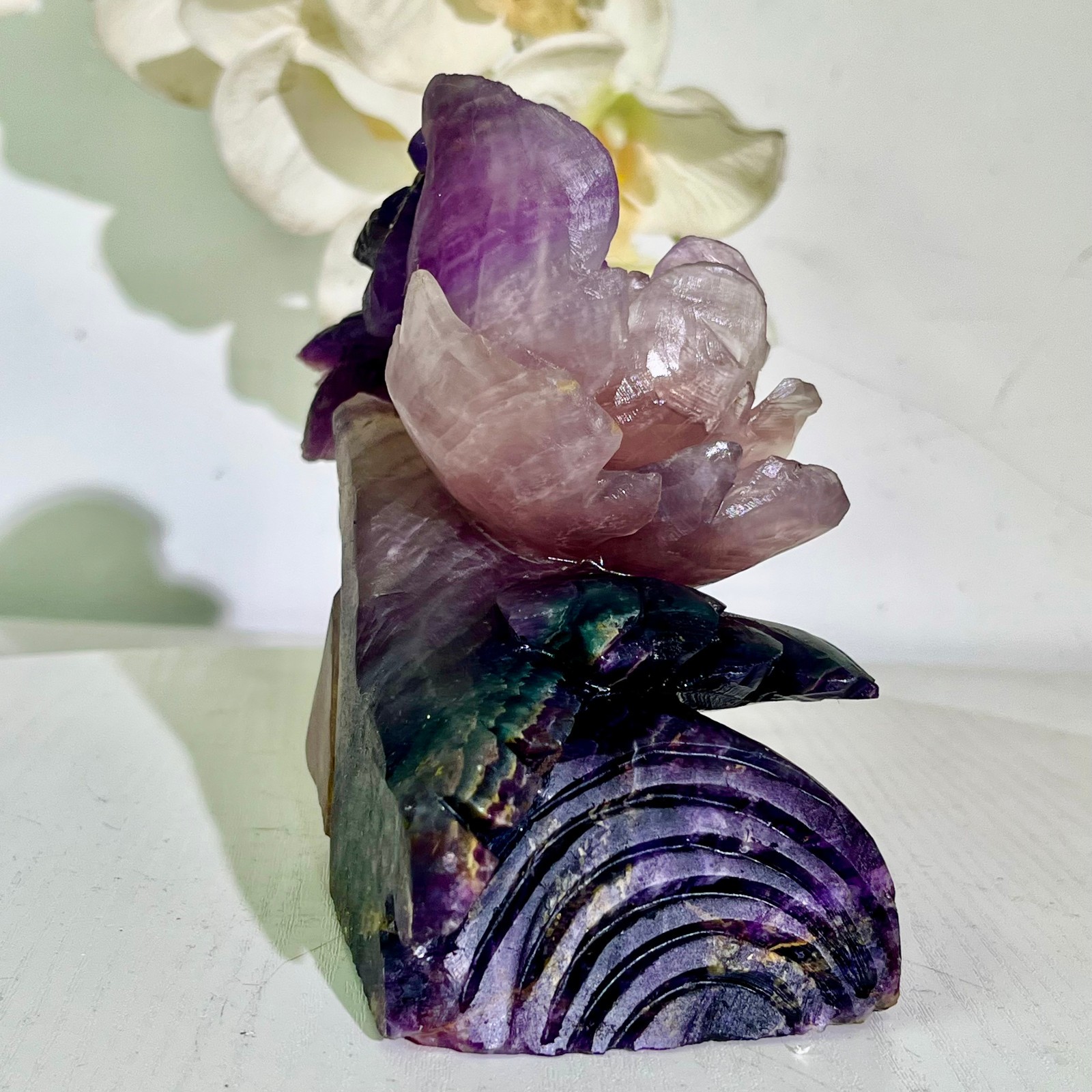 4.18LB Natural fluorite quartz products, hand carved and polished spiritual orn