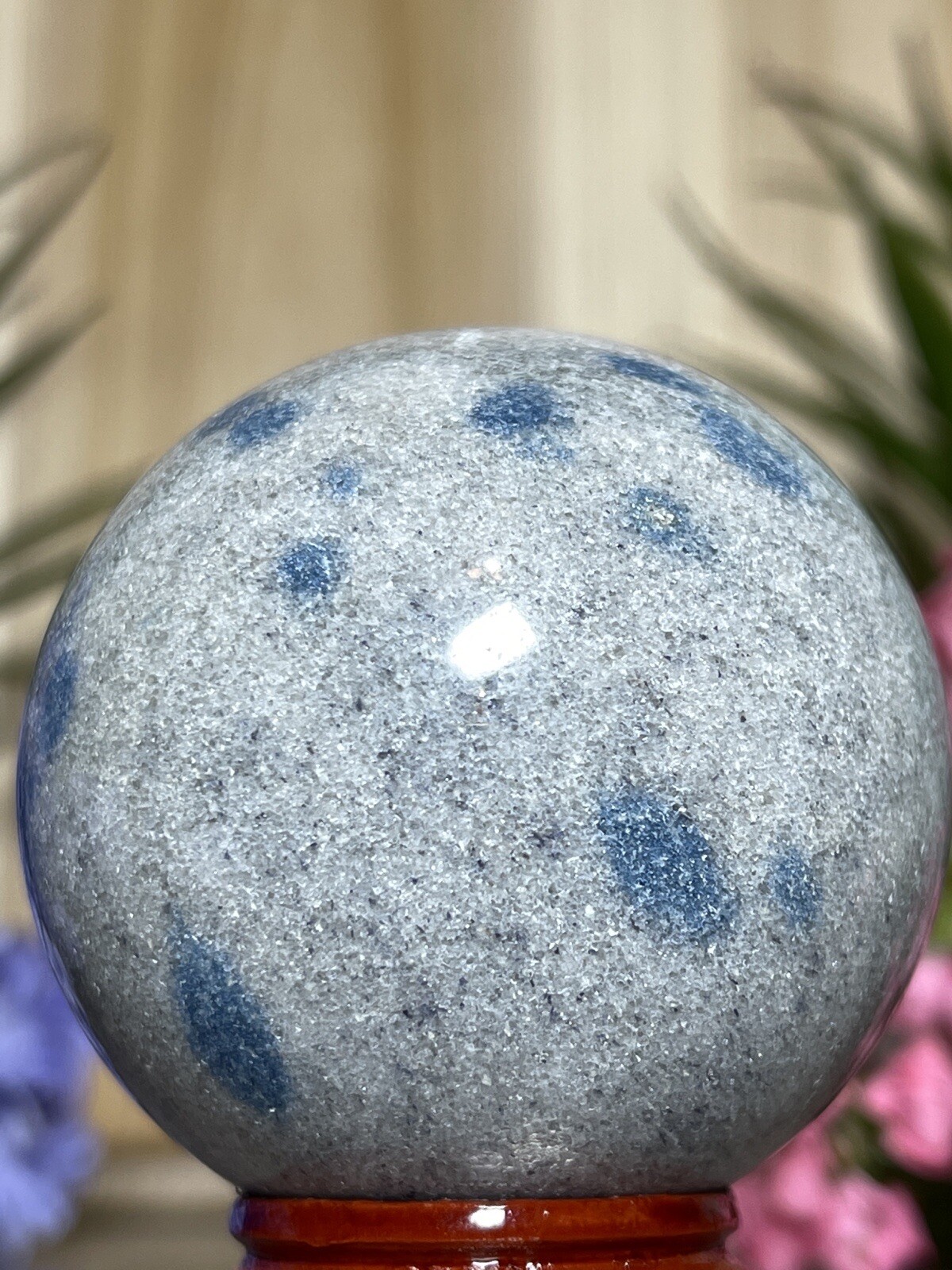 Cleavelandite Apatite SPHERE – Mineral Blue Grey Crystal Witch Stone Not K2