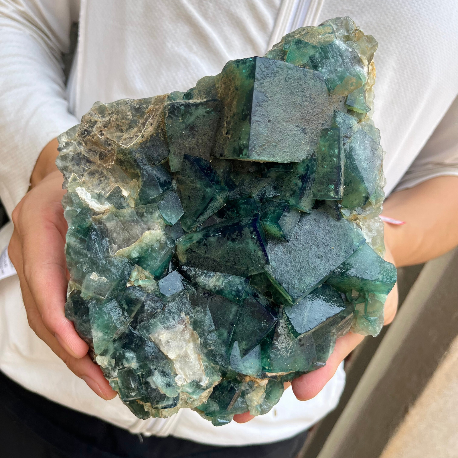 6.4lb Large Natural green cubic fluorite quartz crystal cluster mineral specimen
