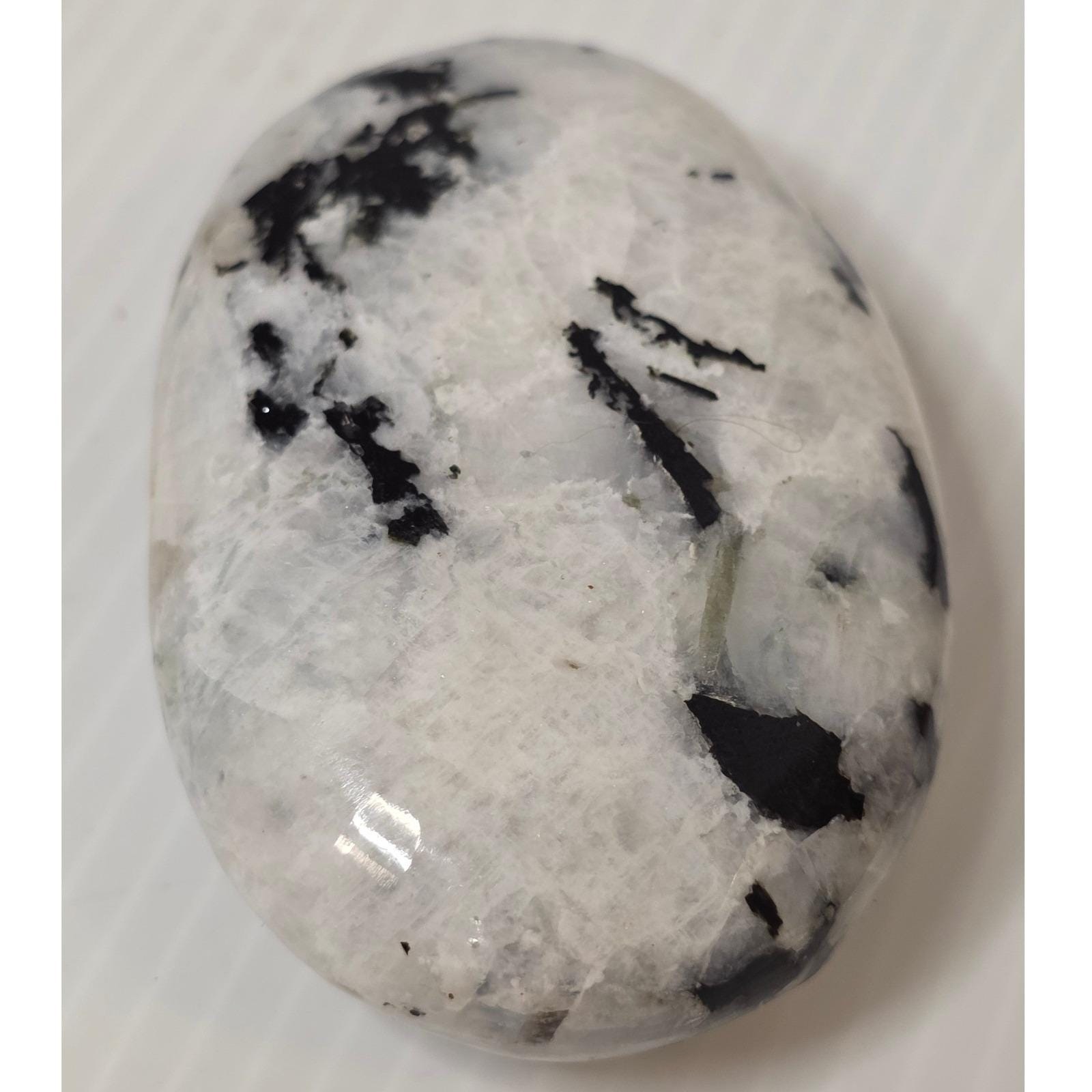Unbranded Moonstone Palm Stone 2.75in White Black Excellent Specimen