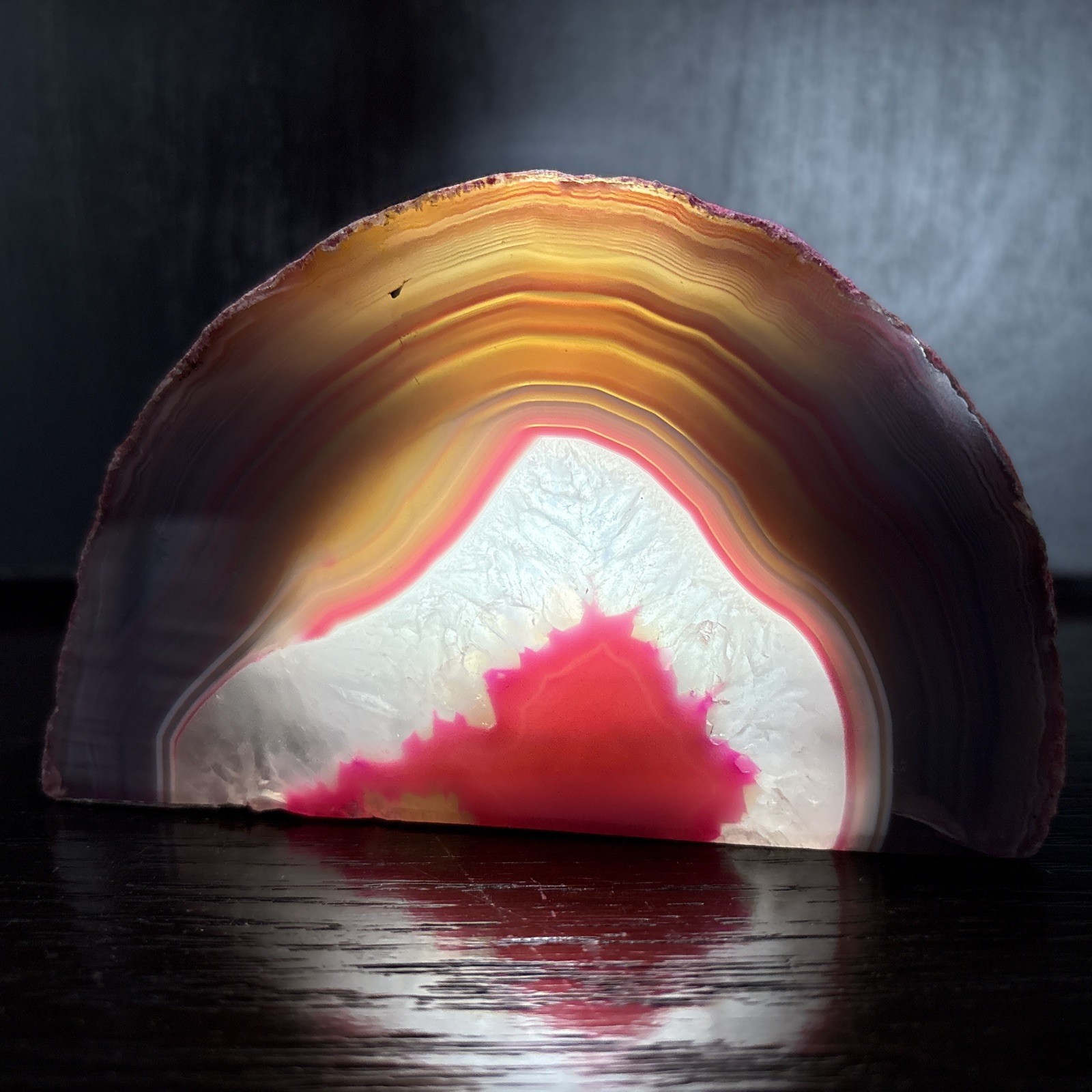 Brazil PINK Agate And Quartz Geode Votive / Tea Light / Candle Holder