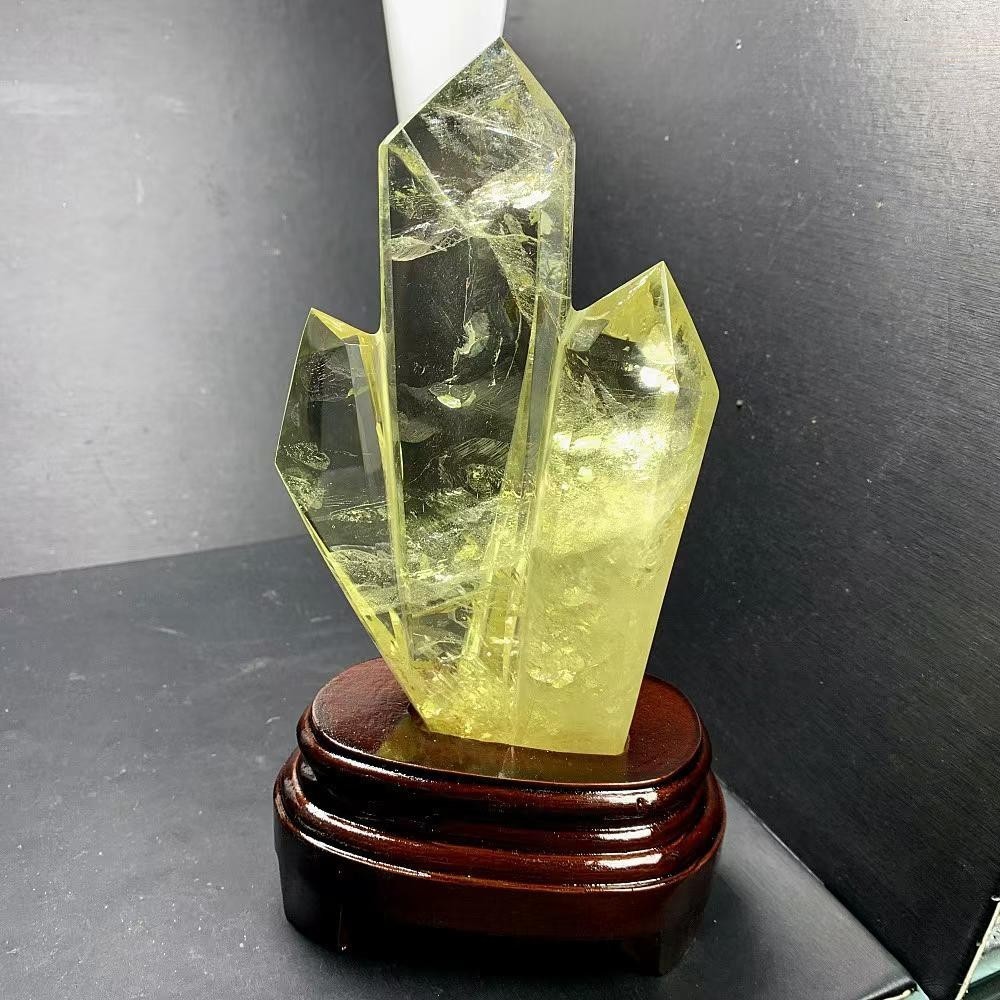 1.57LB Natural Citrine Quartz Obelisk Energy Crystal Tower Point Reiki +Stand