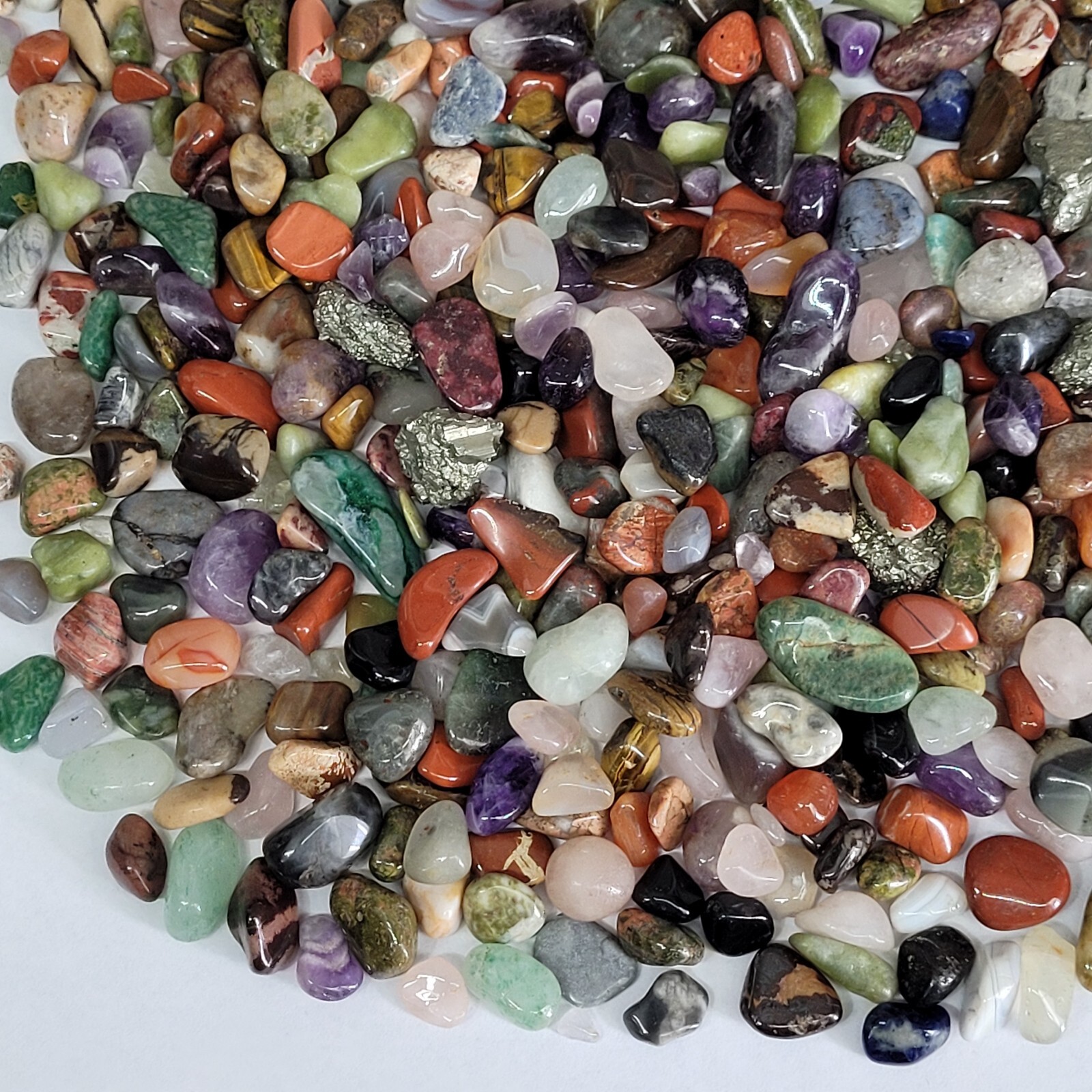 1.25 Lbs Mixed Crystals in Vintage Apothecary Glass Jar Bottle Small Tumbles