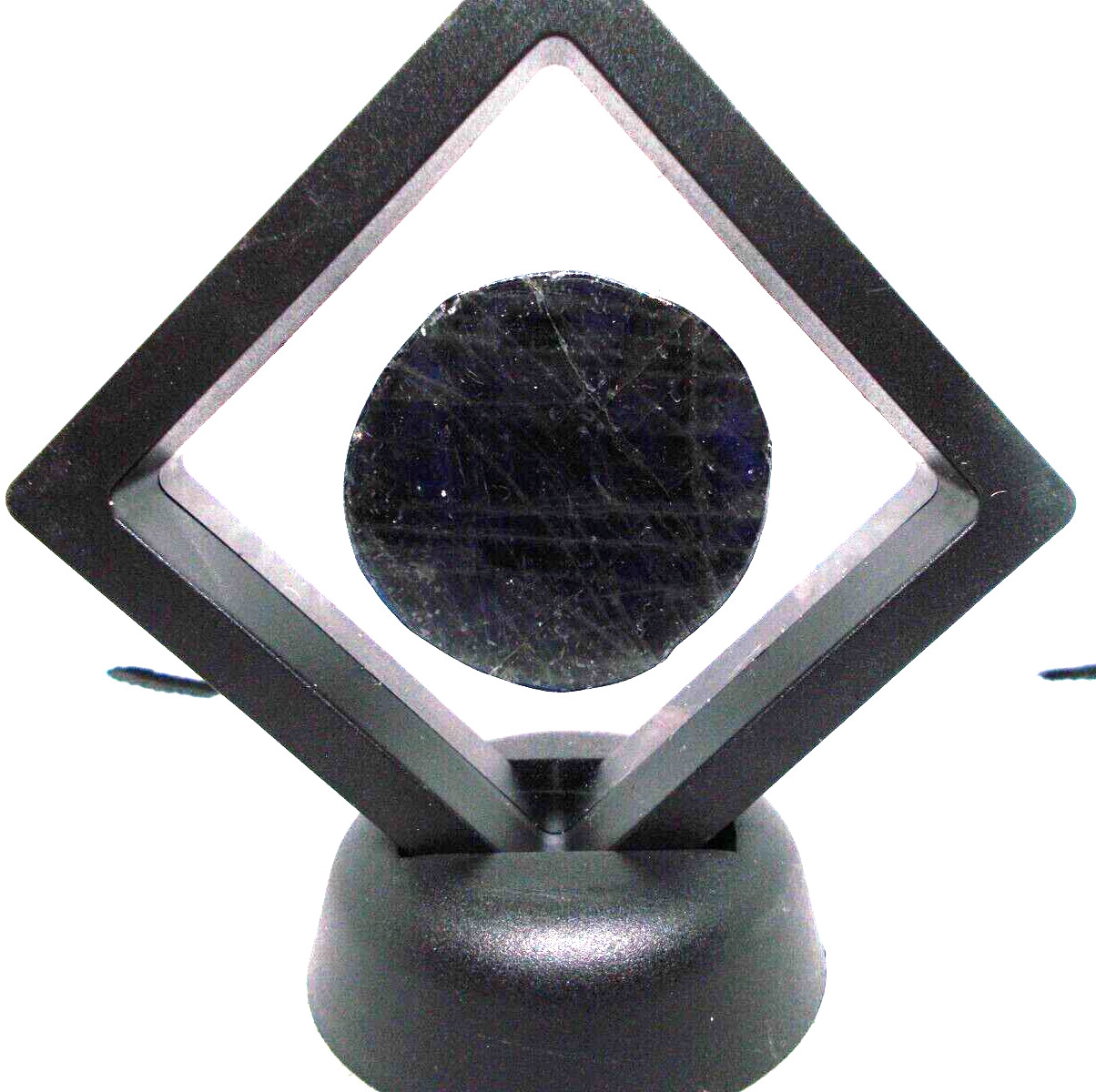 Labradorite blue carved face 1 1/2″ in display frame