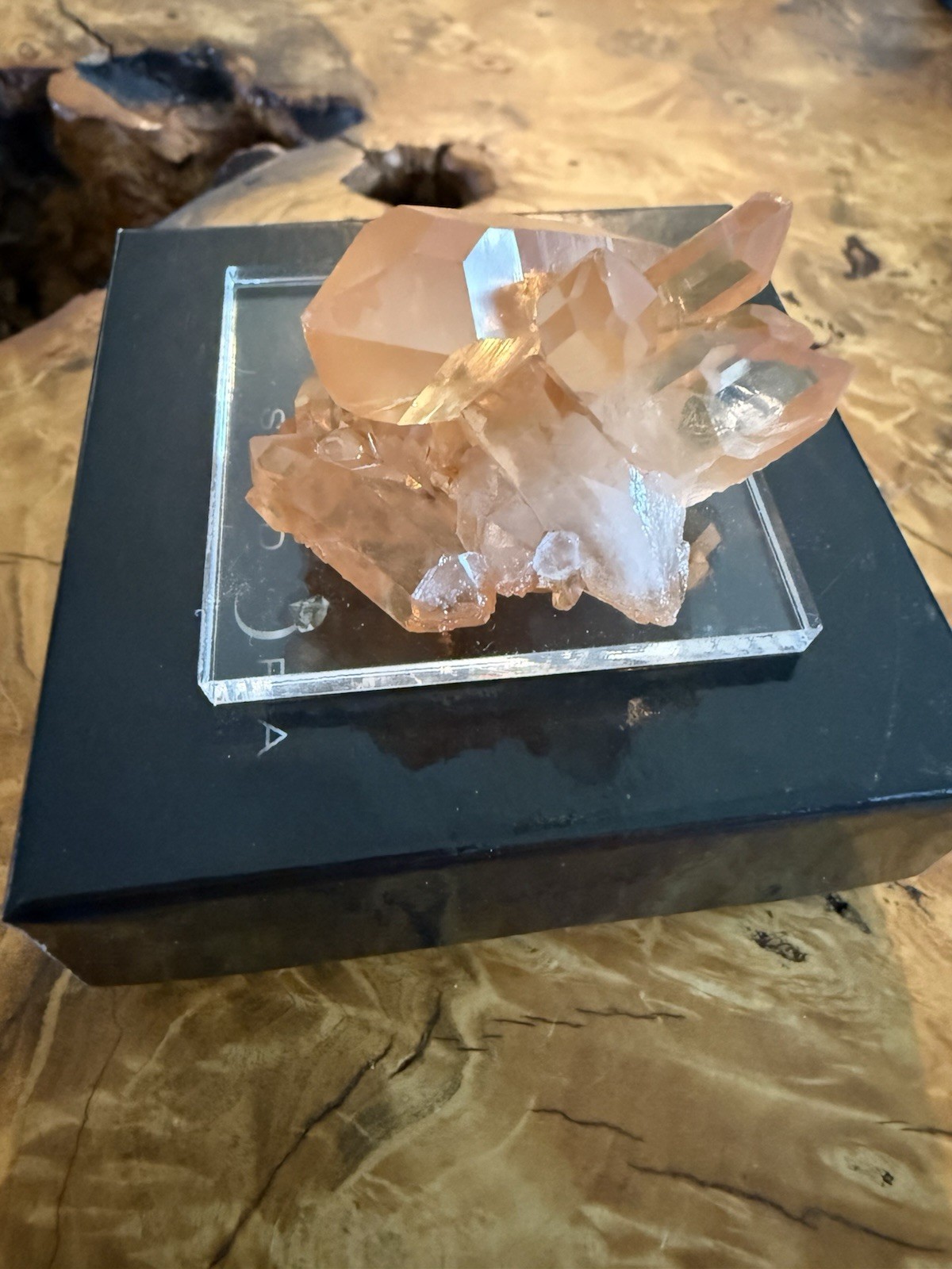 Tangerine Quartz Mineral Crystal Brazil Natural Specimen 34g With Display Stand