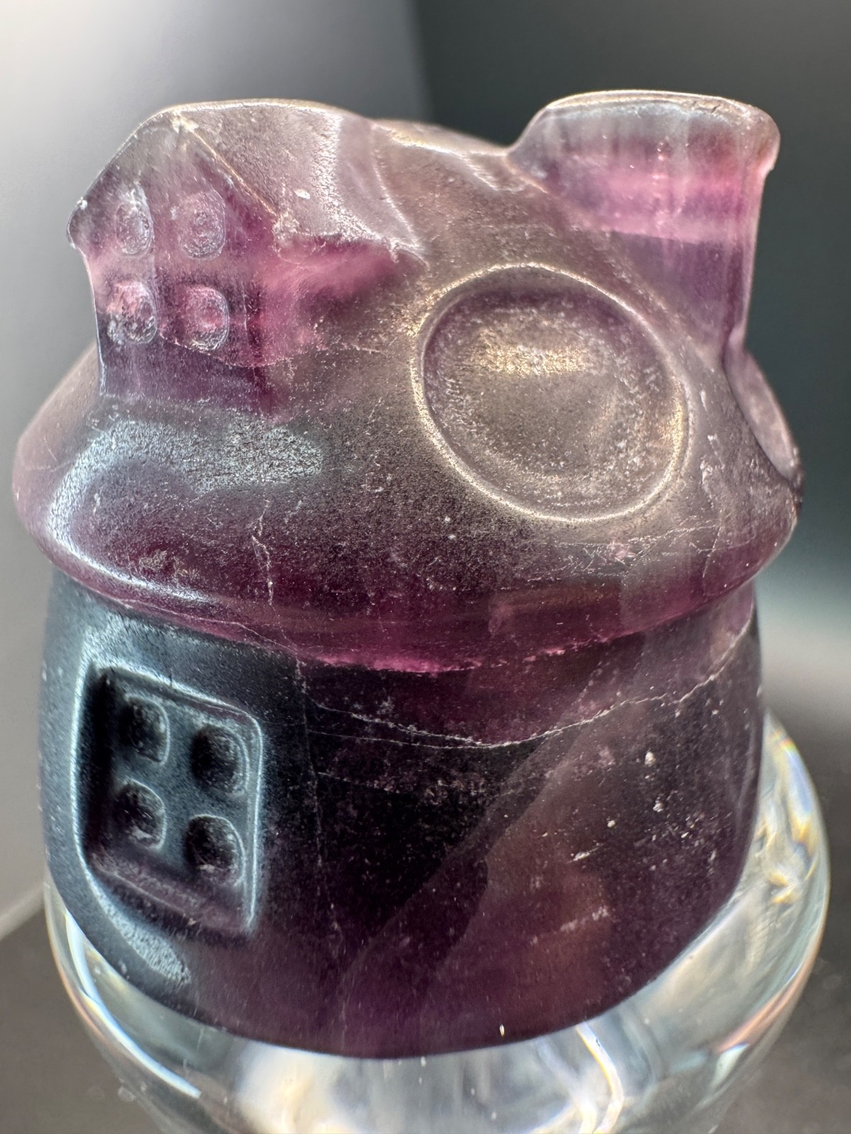 6399 Purple Fluorite Carved and Polished Fairy House 125g