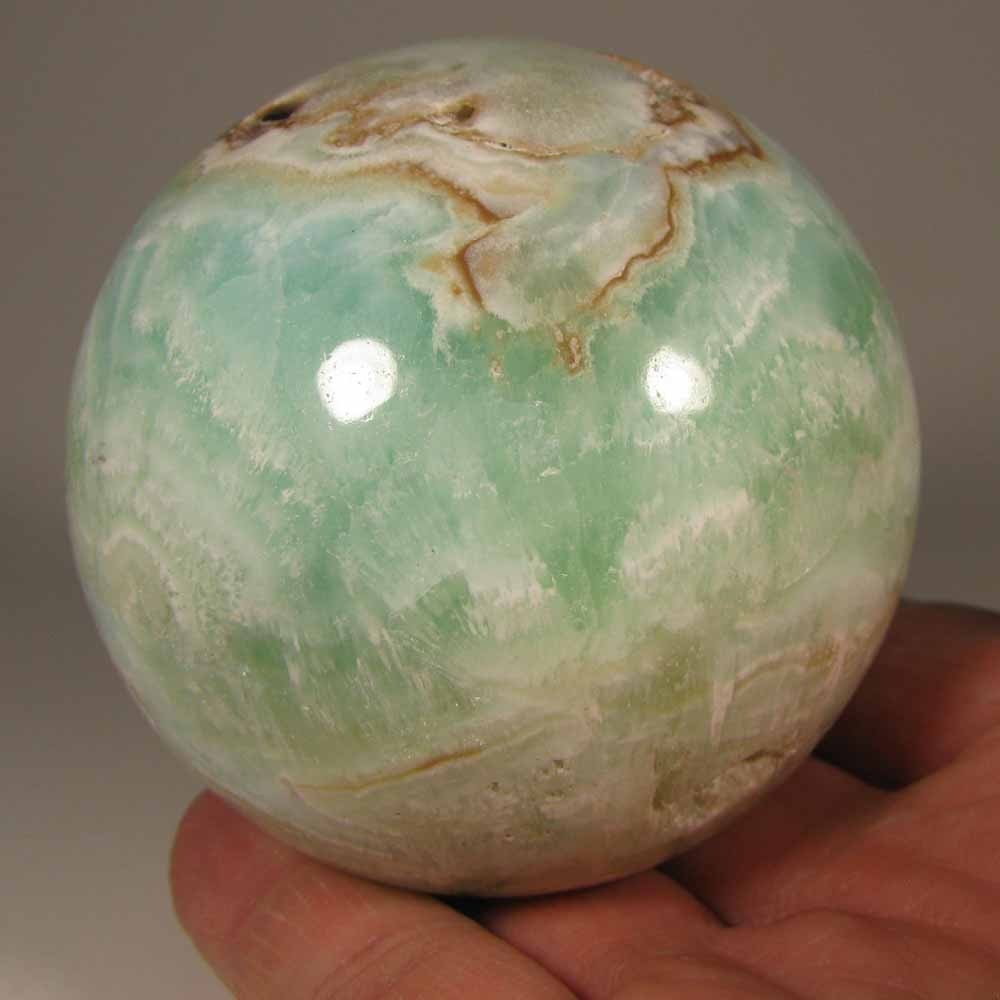 2.8″ Blue CARIBBEAN CALCITE Aragonite Sphere w/ Stand– Afghanistan – 71mm – 1 lb