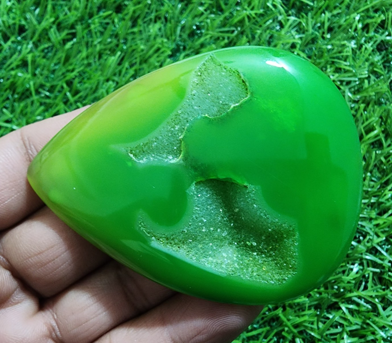 230ct Pear Window Druzy Agate Green Druzy Agate Cabochon Loose Gemstone Jewelry
