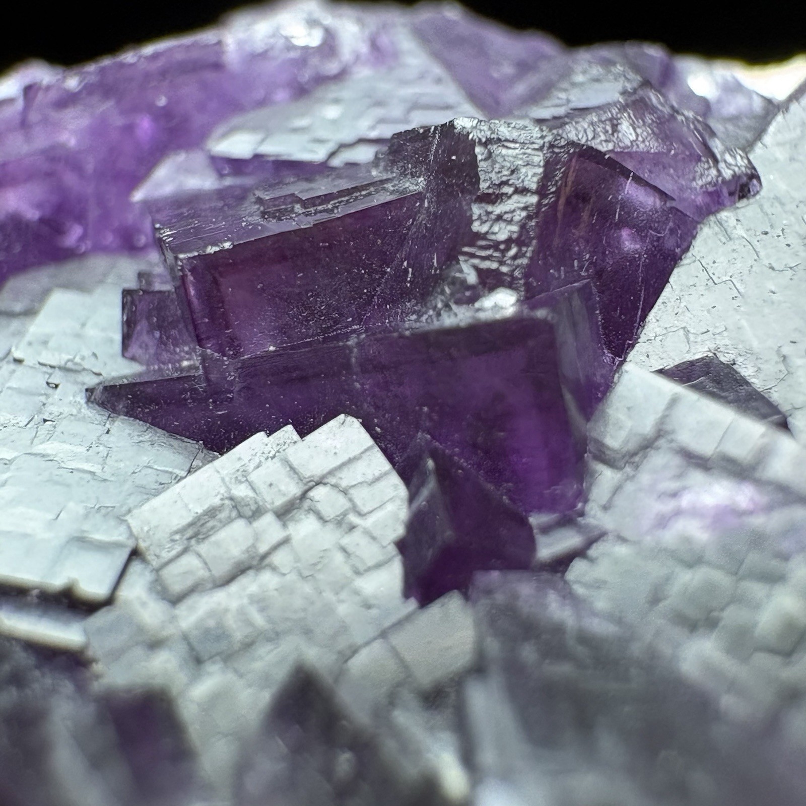 Natural Phantom Fluorite Recursive Growth Geometric Raw Mineral Specimen Crystal