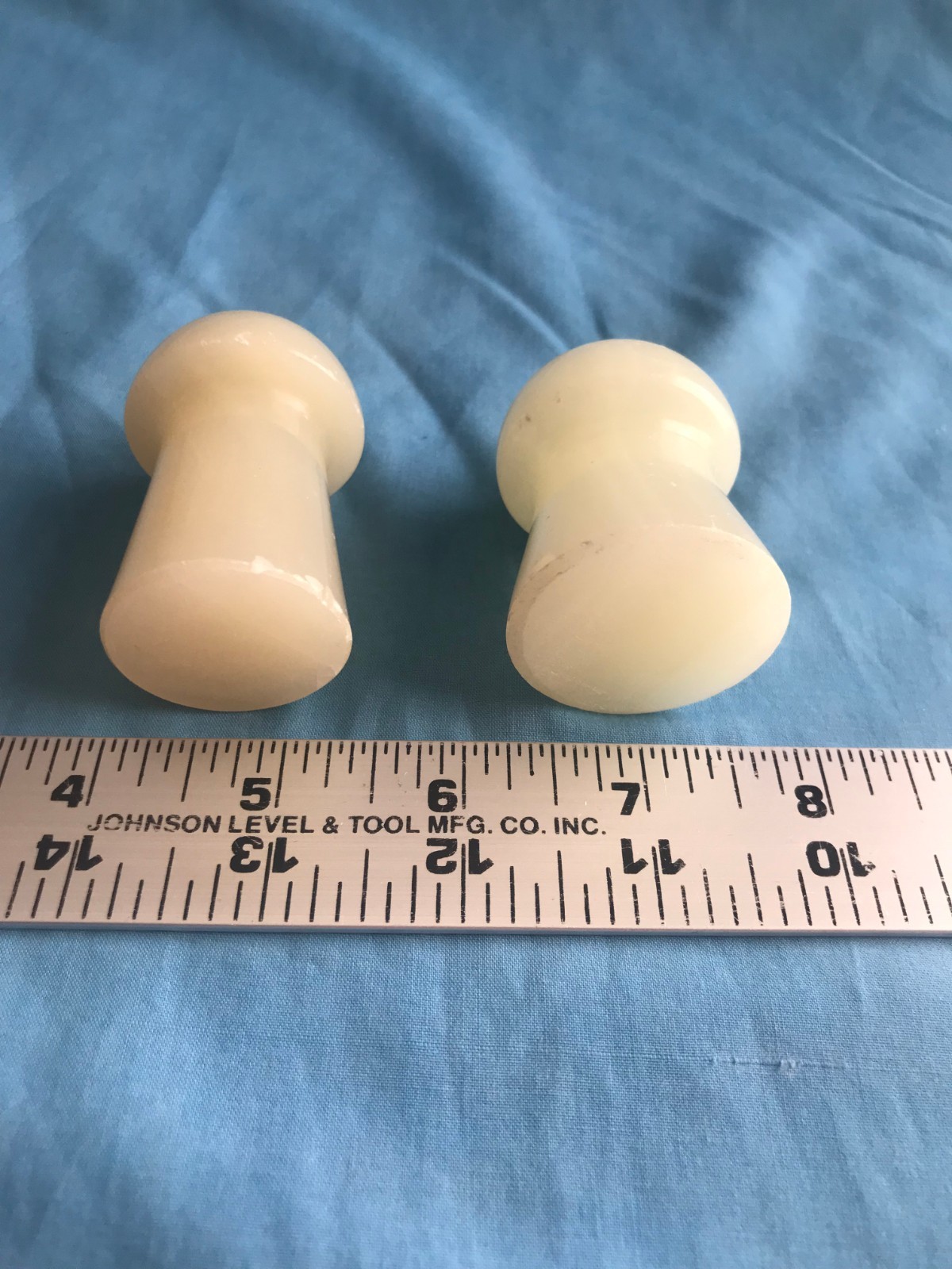 2 New 2-3/8” & 2-1/8″ Tall Green Onyx Fairy Garden Stone Mushrooms 8 oz. Total