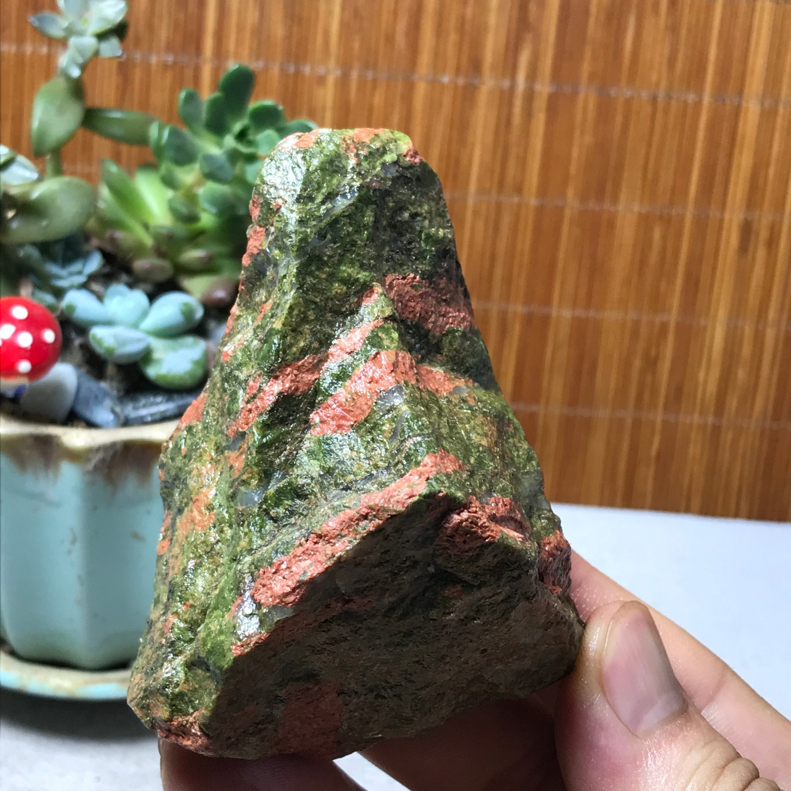 213g Natural Unakite Crystal gemstone Rough Mineral Specimen healing A6356