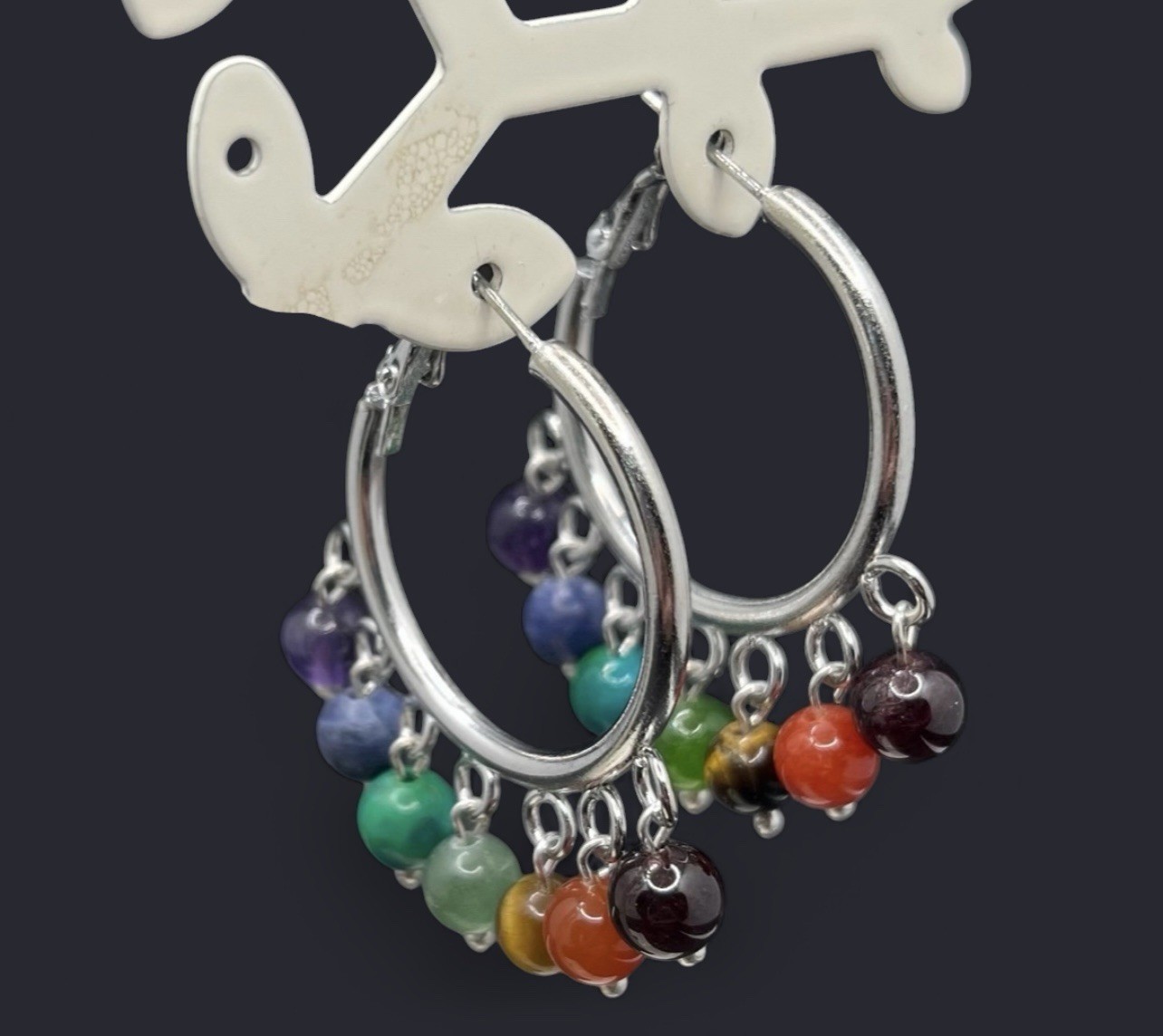 7 Chakra Genuine Stone Earrings