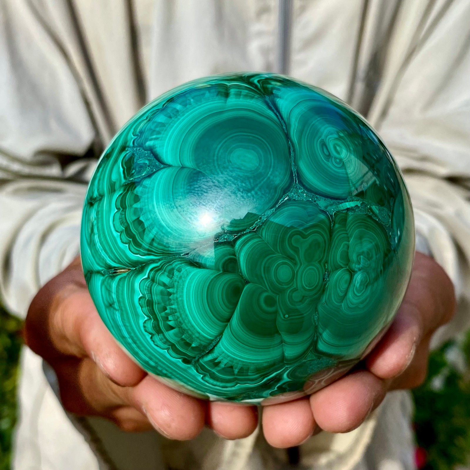2.20LB Rare Natural Malachite quartz hand Carved sphere Crystal Healing