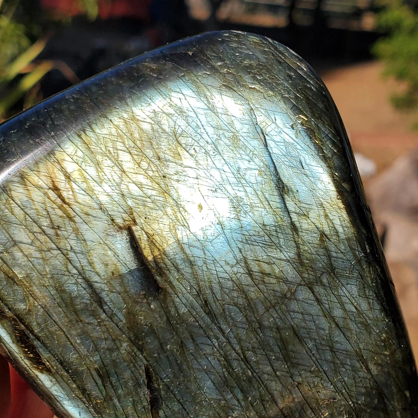 NO WAY! Double Colors on One Side Full Face Silver Green Labradorite Flash 340