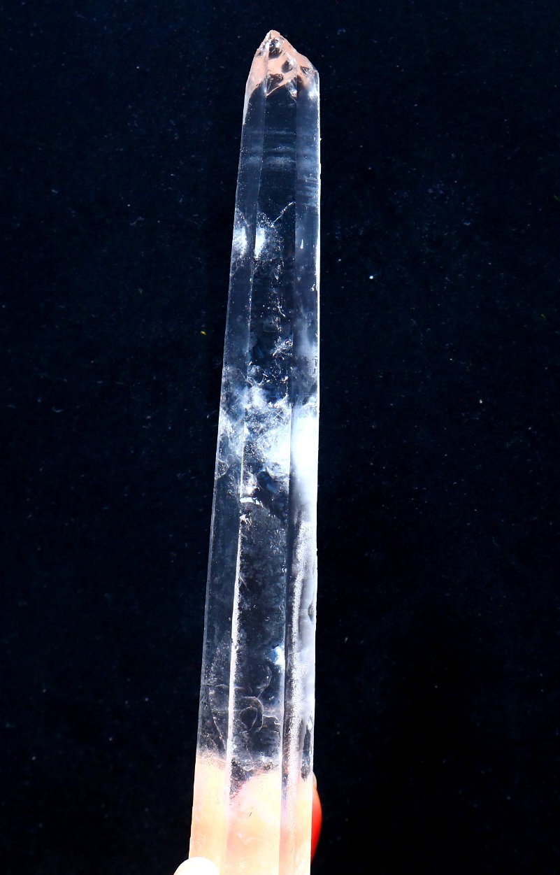 Natural transparent “blue needle pyramid” crystal iron ore mineral specimen