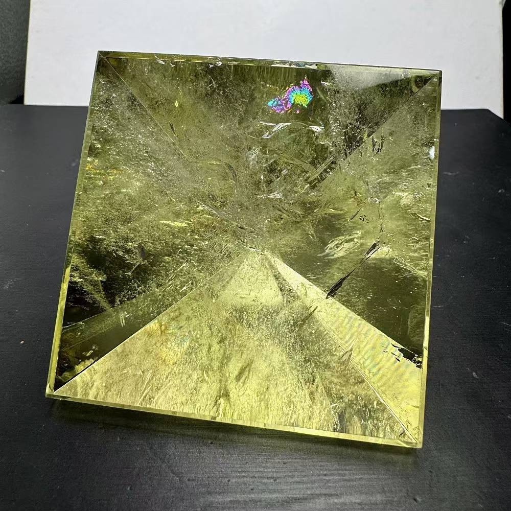345g Natural Citrine Quartz Carved Pyramid Crystal Reiki Healing Decor