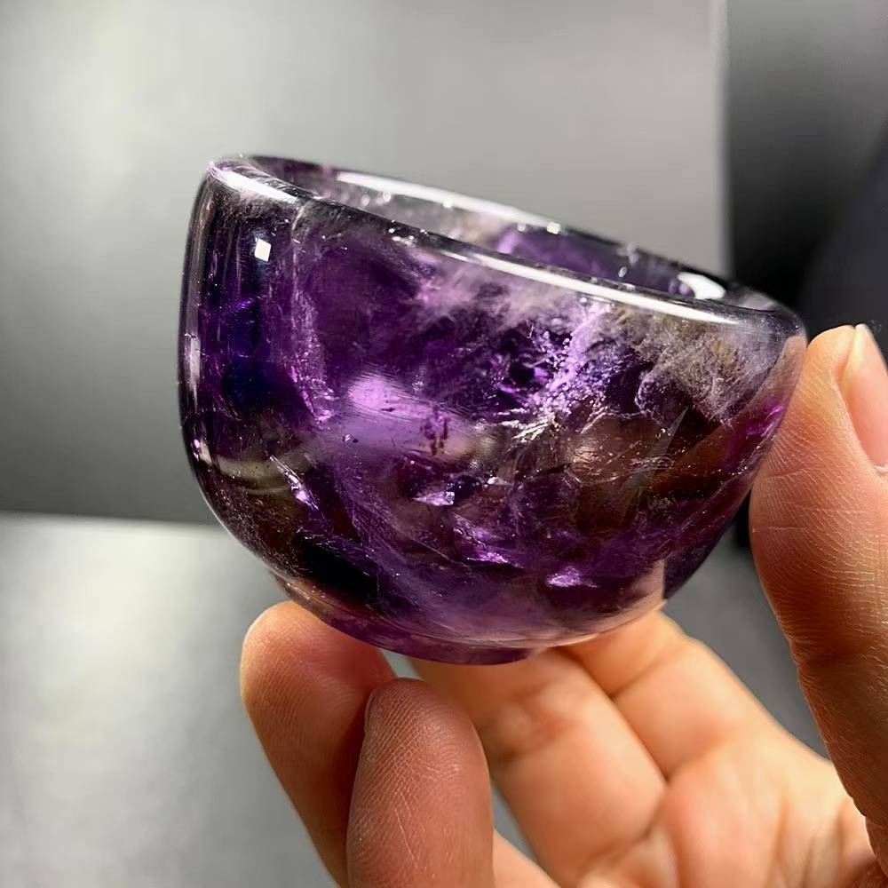 160g Natural Amethyst Quartz Carved Bowl Crystal Mineral reiki Decor