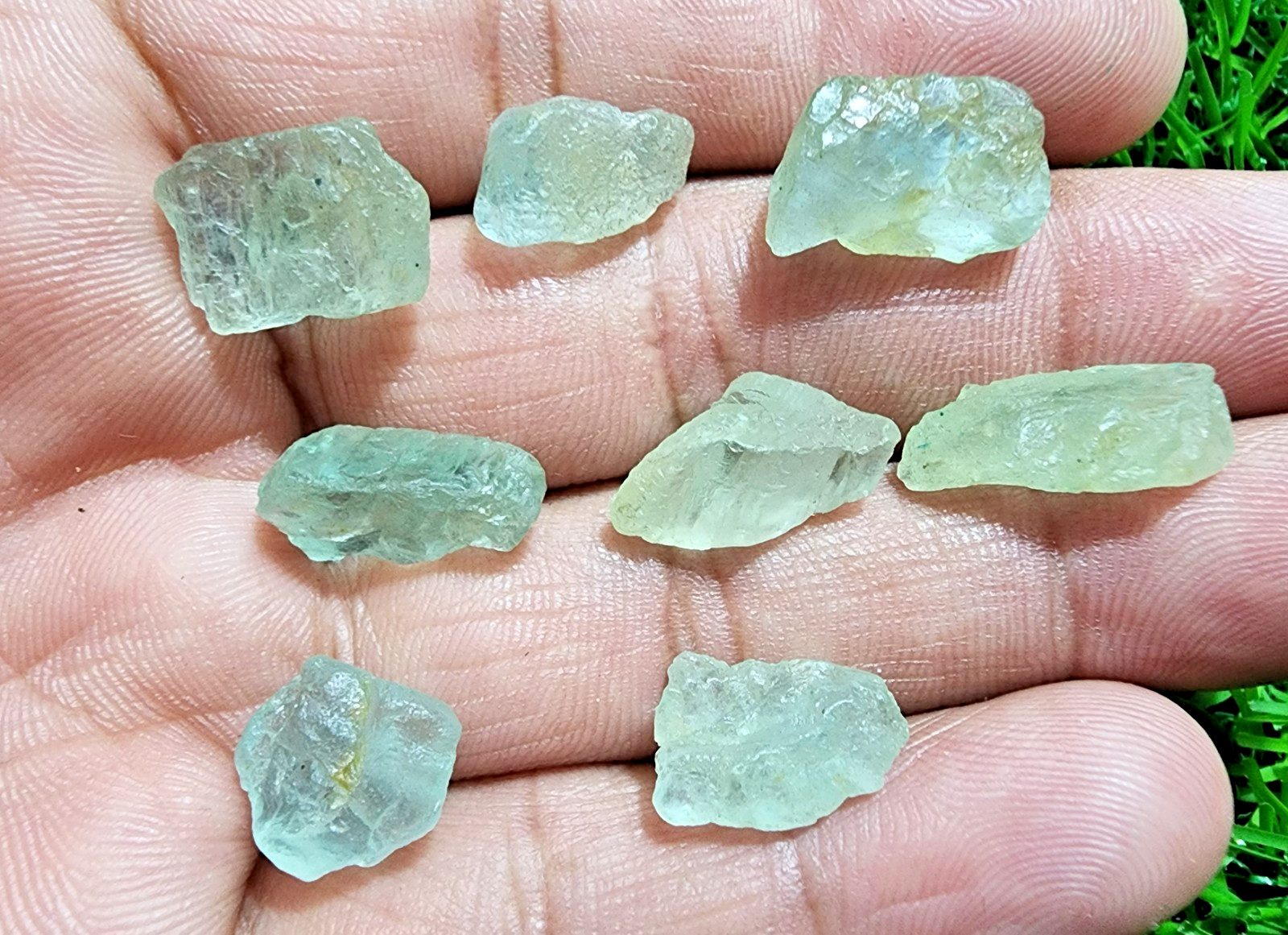 8 Pcs Huge Aquamarine Gemstone Rough Lot 12-18mm Loose Stones Healing Crystal