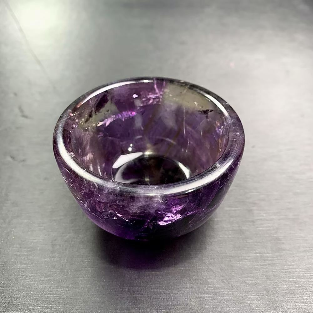 150g Natural Amethyst Quartz Carved Bowl Crystal Mineral reiki Decor