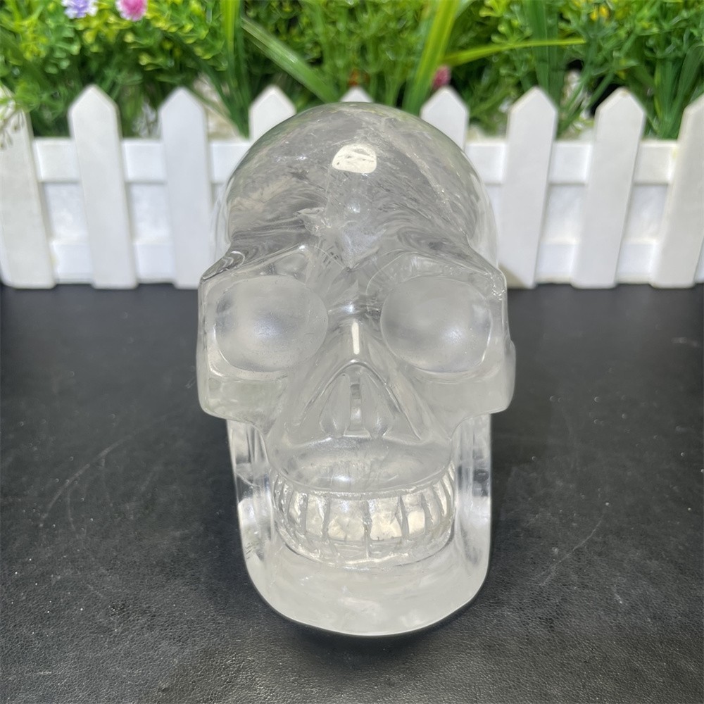2.5LB 4.5″ A++ Natural Clear Quartz Skull Carving Crystal Healing Carved Decor
