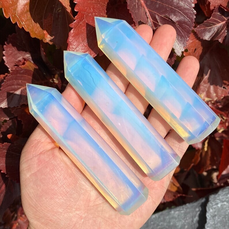 Natural Opal Healing Crystal Tower Point Wands Obelisk Reiki Mineral Specimens