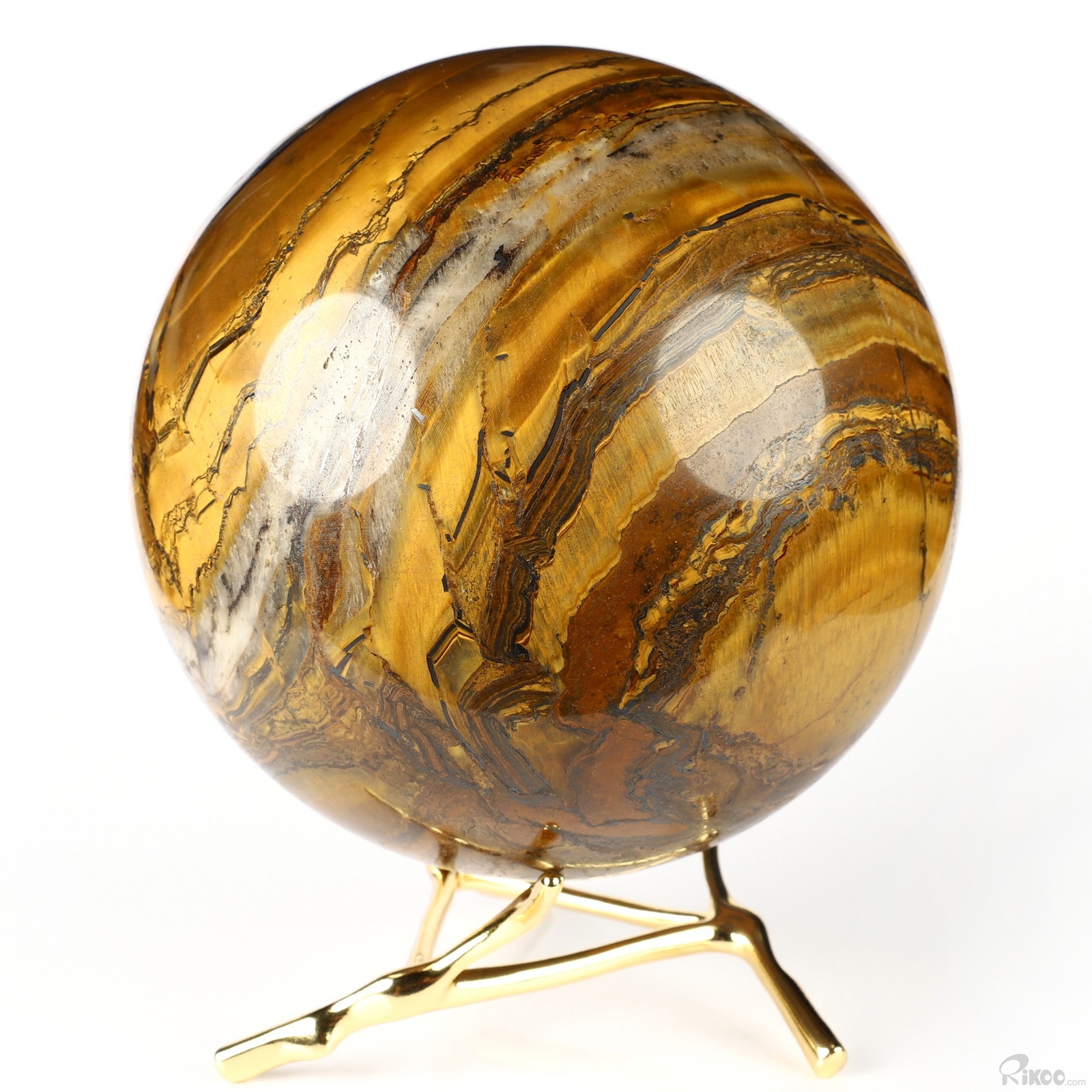 4.2″ Tiger Iron Eye Hand Carved Crystal Ball/Sphere, Crystal Healing