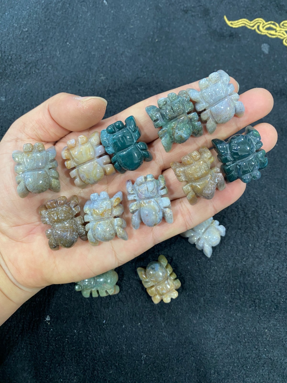 5pcs Natural Ocean jade Quartz Carved Spider skull Crystal reiki healing gift