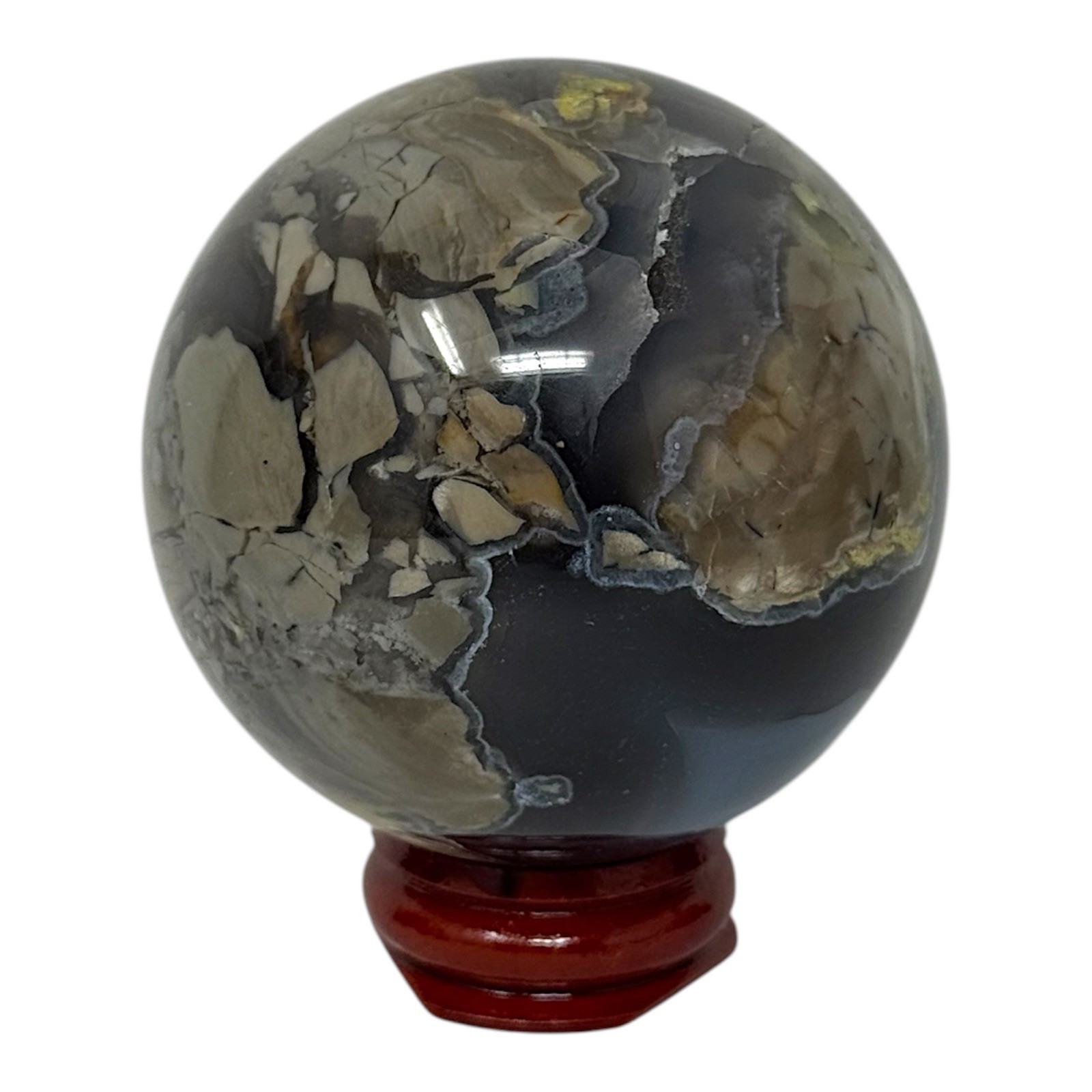 300g Volcano Agate Stone Sphere Crystal Ball Natural UV Reactive Gemstone