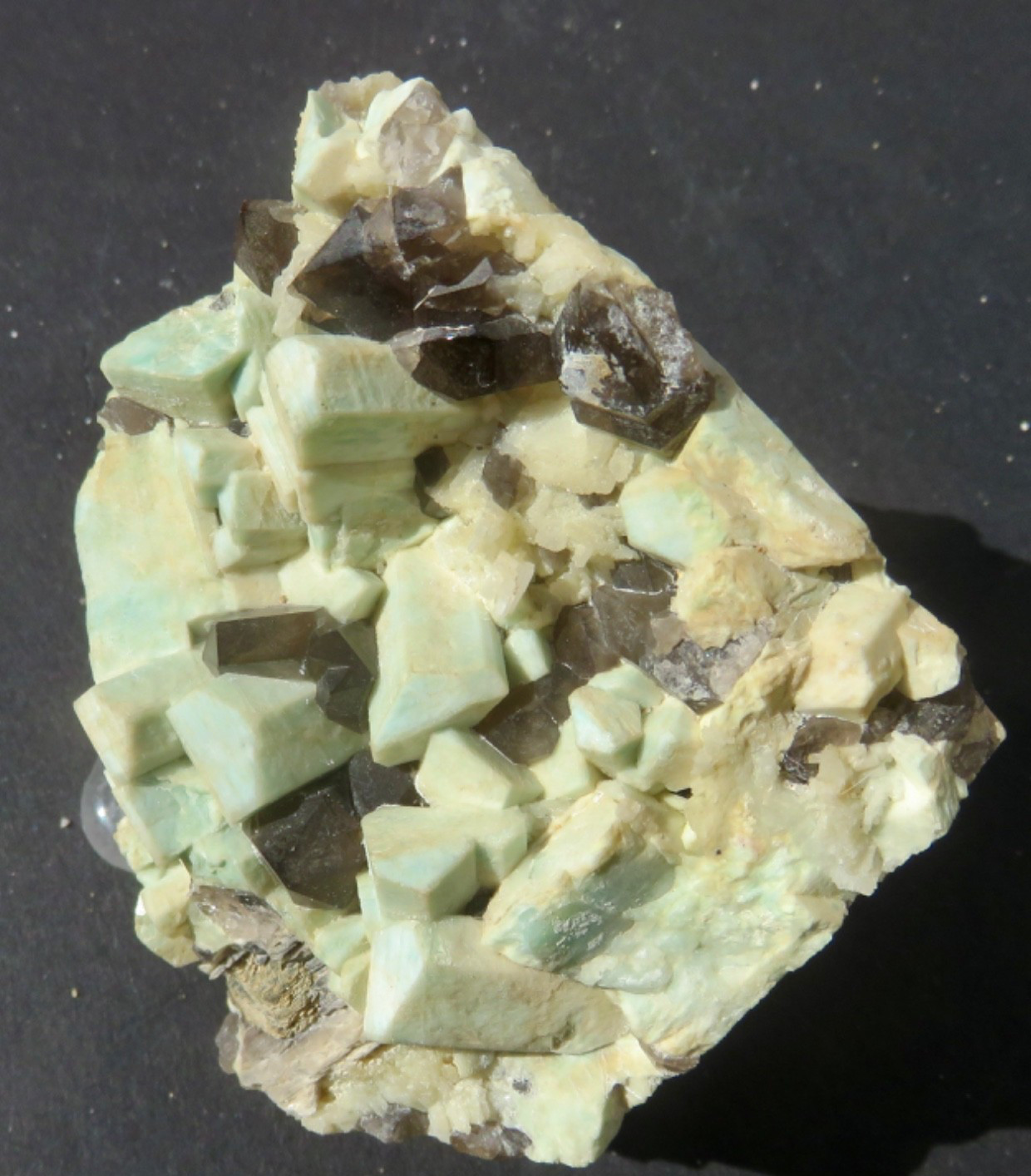 AMAZONITE , ALBITE, SMOKY QUARTZ CRYSTALS – MOAT MOUNTAIN – CONWAY, N.H.
