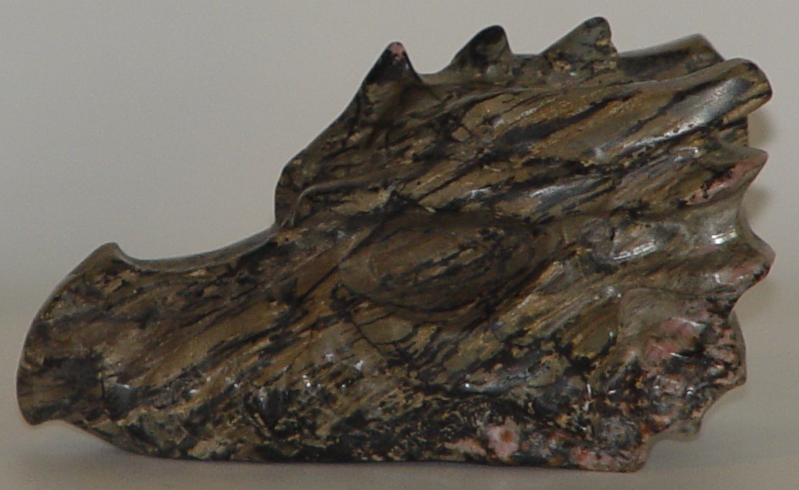 Spider Web Jasper Dragon Head Carving | Polished Stone Dragon Sculpture