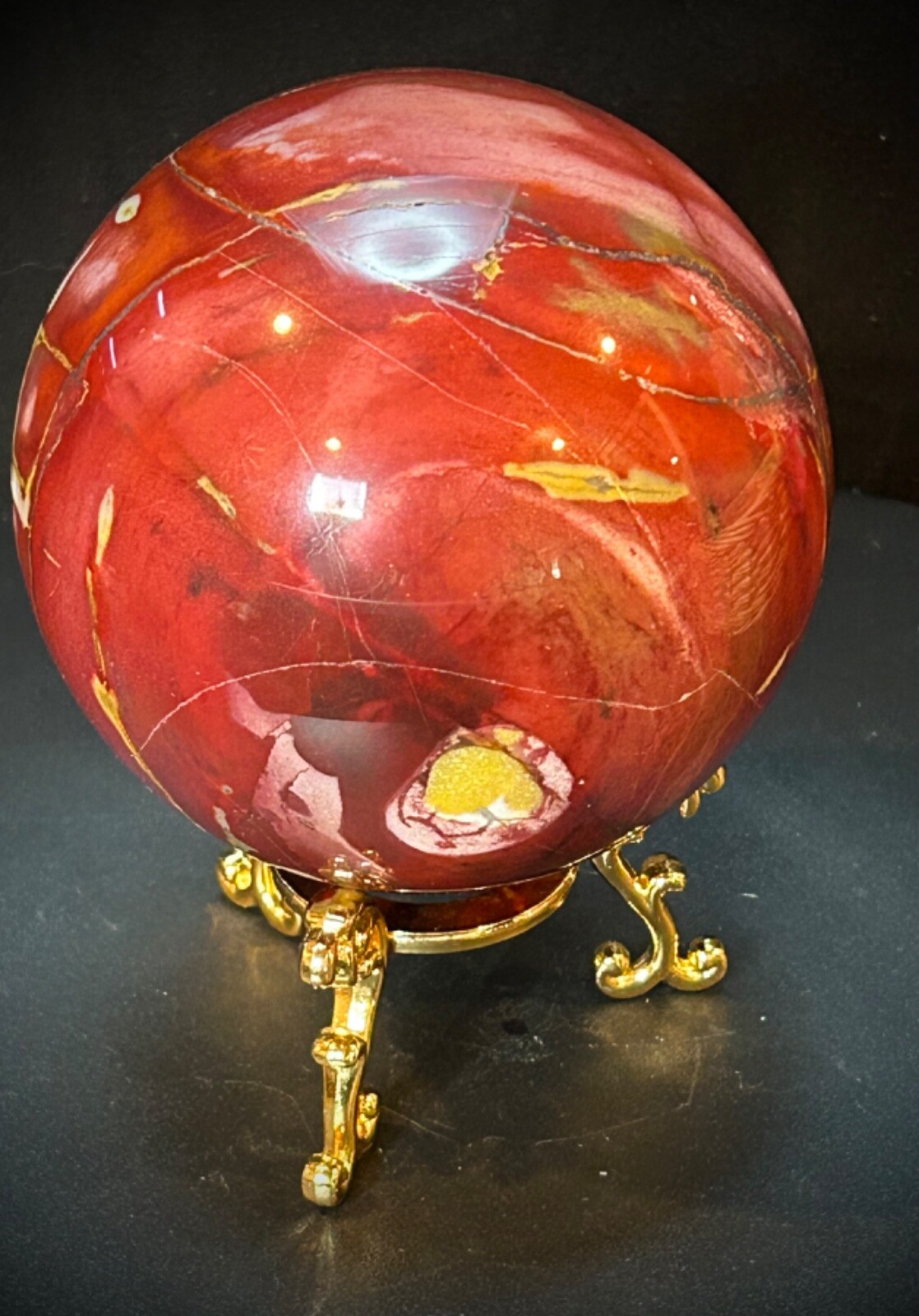 3.75″ Mookaite Jasper Sphere With Metal Stand 2lb 11oz