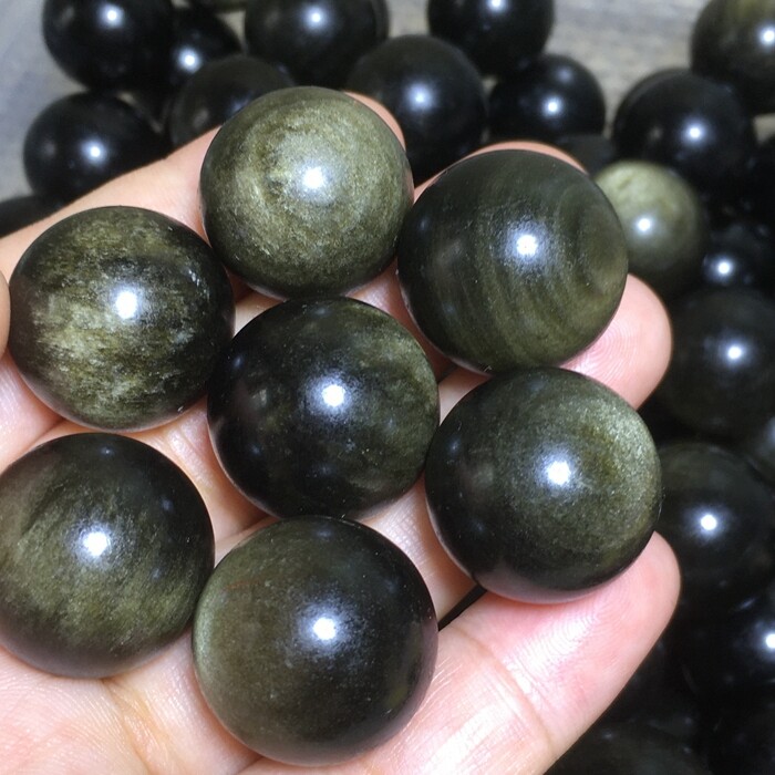 10Pcs Wholesale!NATURAL Golden BLACK Obsidian QUARTZ CRYSTAL Sphere Ball 20mm